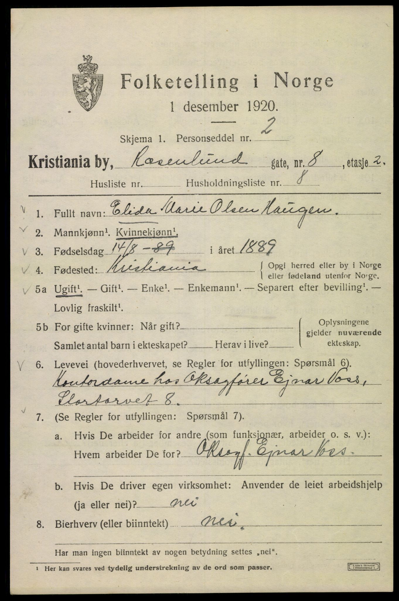 SAO, 1920 census for Kristiania, 1920, p. 467489