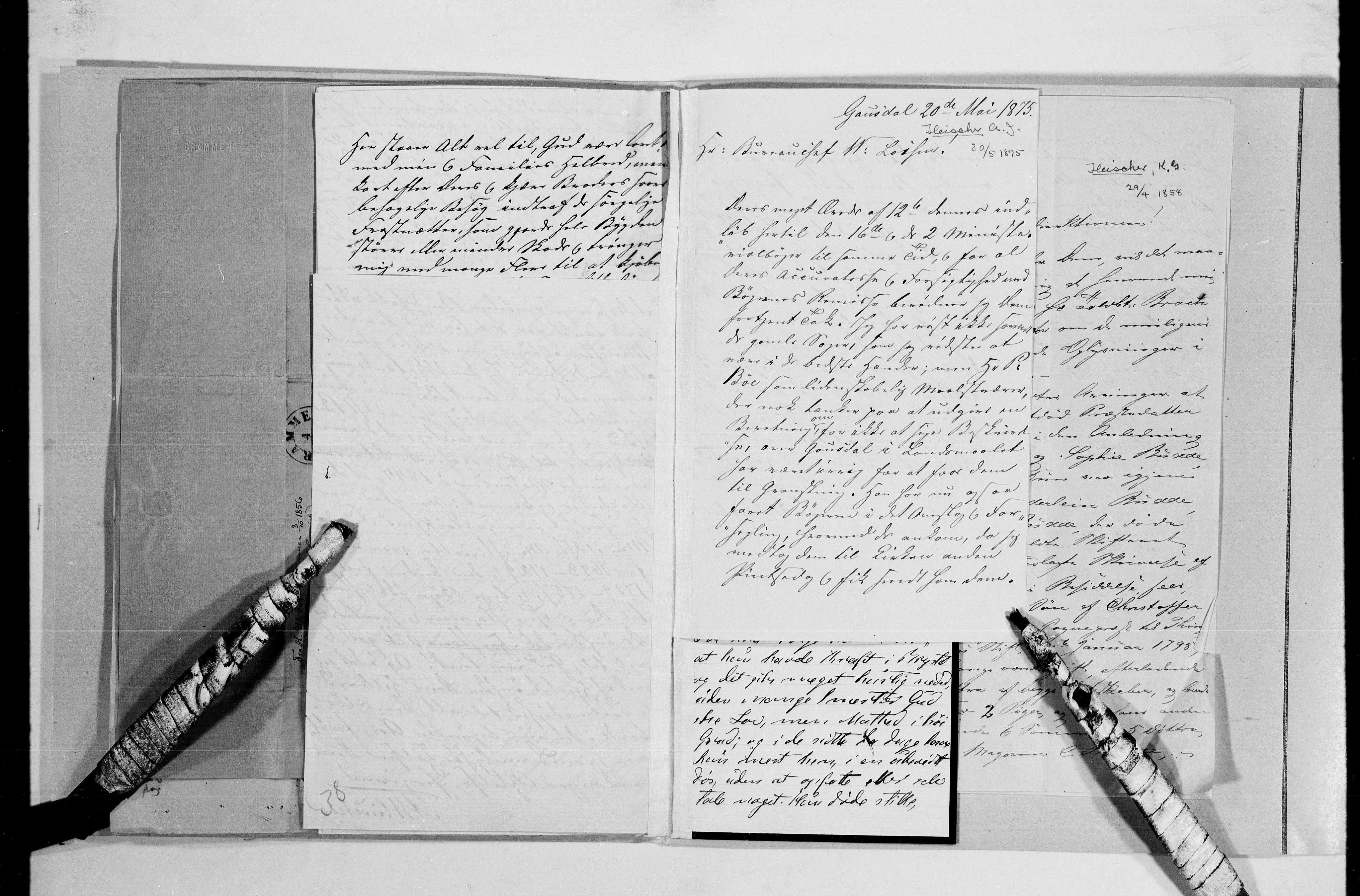 Lassens samlinger, AV/RA-PA-0051/G/L0097: Alfabetisk ordnede brev til Wilhelm Lassen: Fabritius - Grønvold, 1815-1907, p. 46