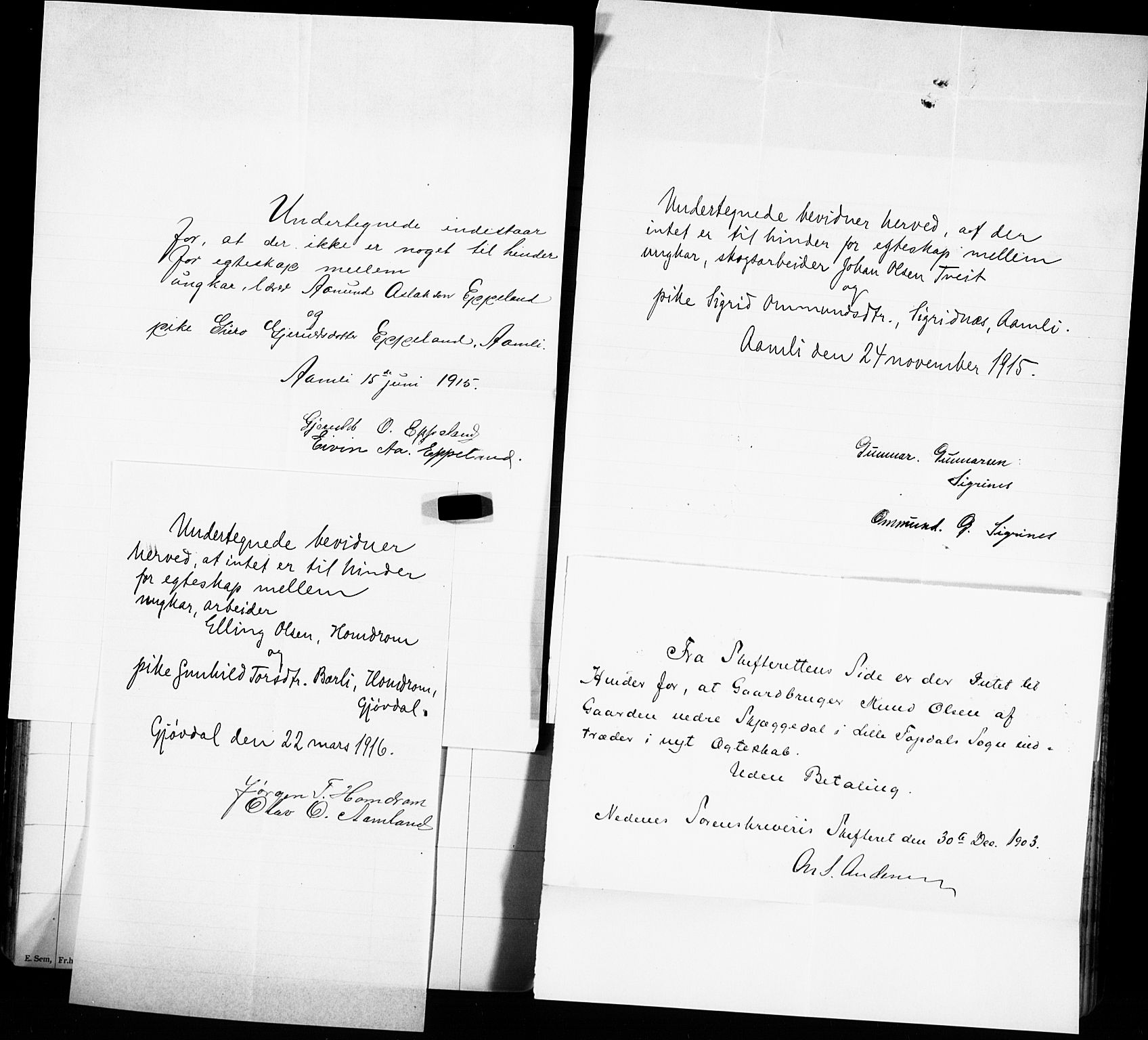 Åmli sokneprestkontor, SAK/1111-0050/F/Fe/L0005: Banns register no. A VI 42, 1892-1916, p. 37
