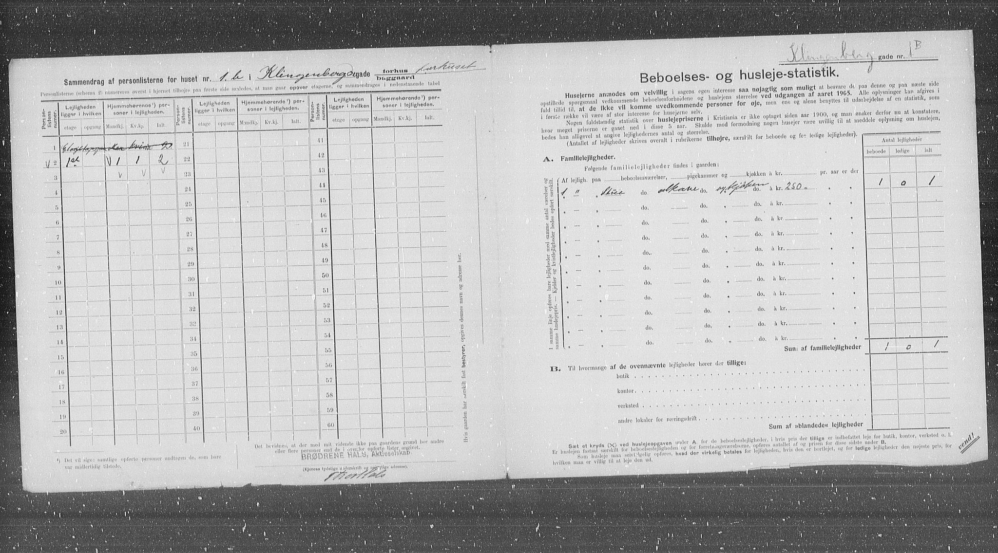 OBA, Municipal Census 1905 for Kristiania, 1905, p. 27307