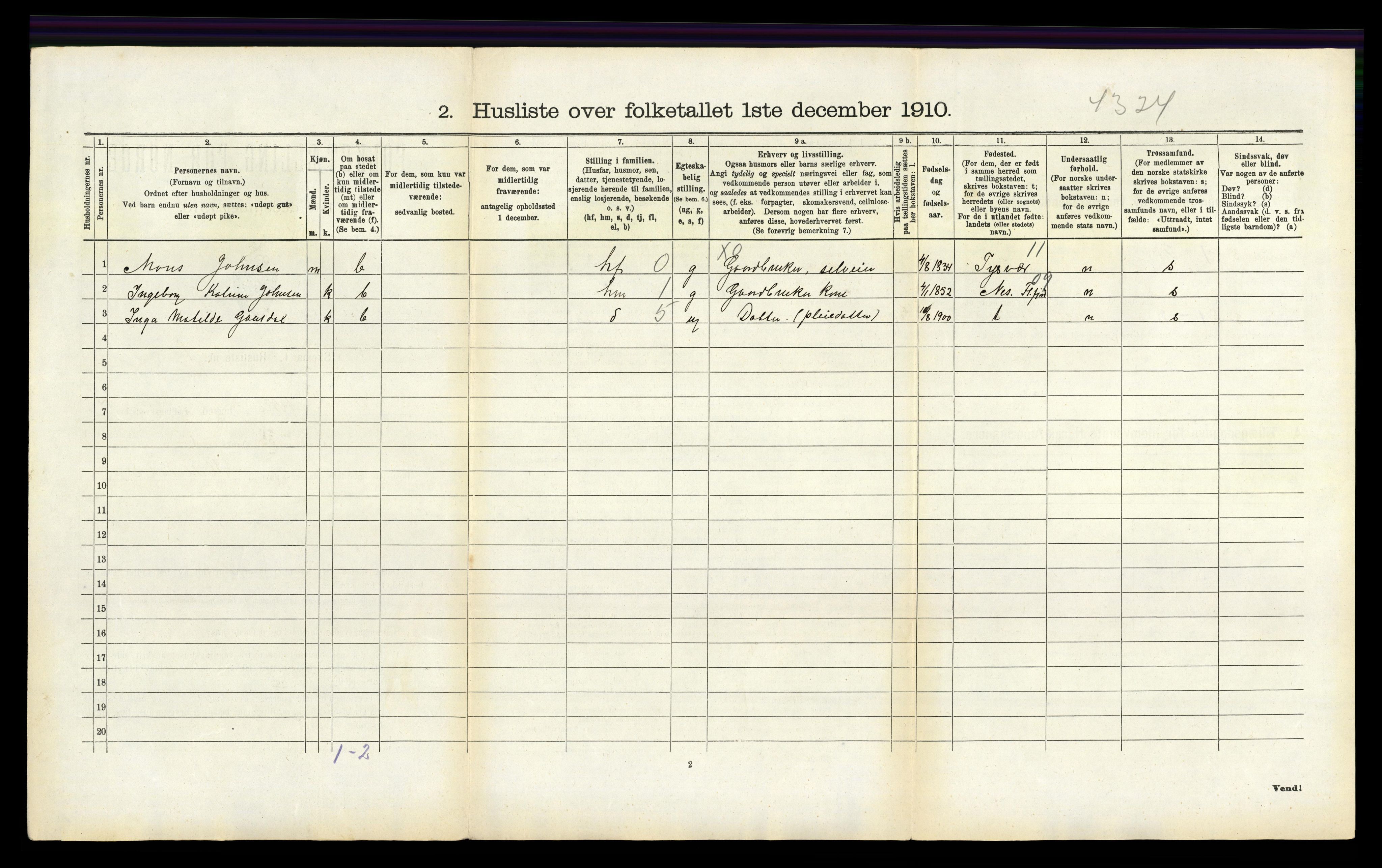 RA, 1910 census for Bakke, 1910, p. 354