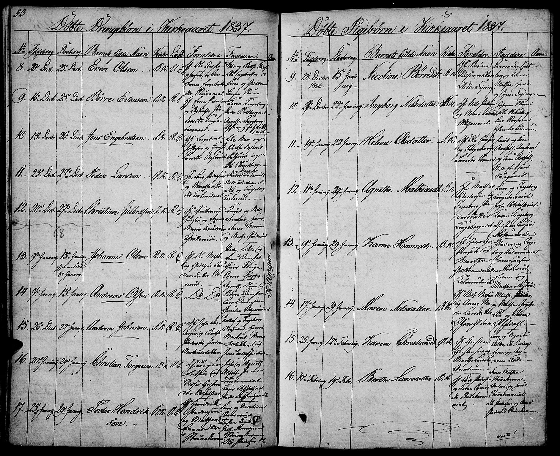 Biri prestekontor, SAH/PREST-096/H/Ha/Haa/L0004: Parish register (official) no. 4, 1829-1842, p. 53