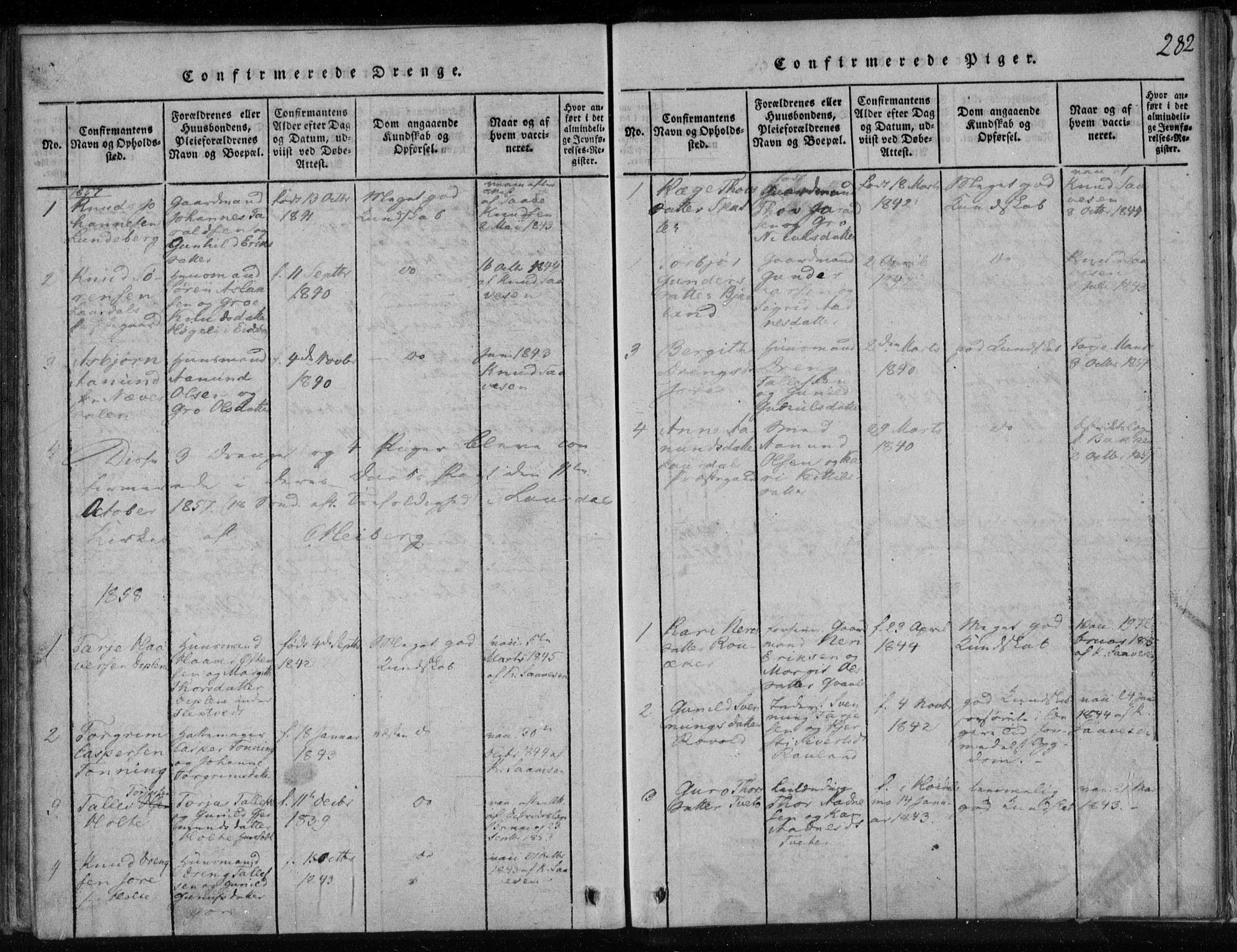 Lårdal kirkebøker, SAKO/A-284/F/Fa/L0005: Parish register (official) no. I 5, 1815-1860, p. 282