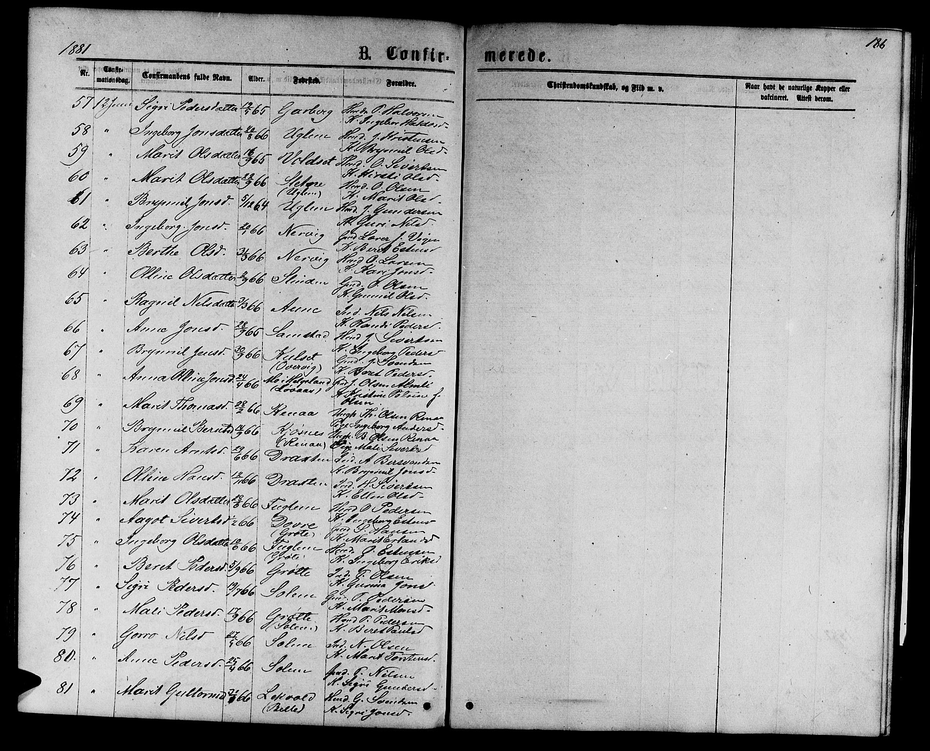 Ministerialprotokoller, klokkerbøker og fødselsregistre - Sør-Trøndelag, AV/SAT-A-1456/695/L1156: Parish register (copy) no. 695C07, 1869-1888, p. 186