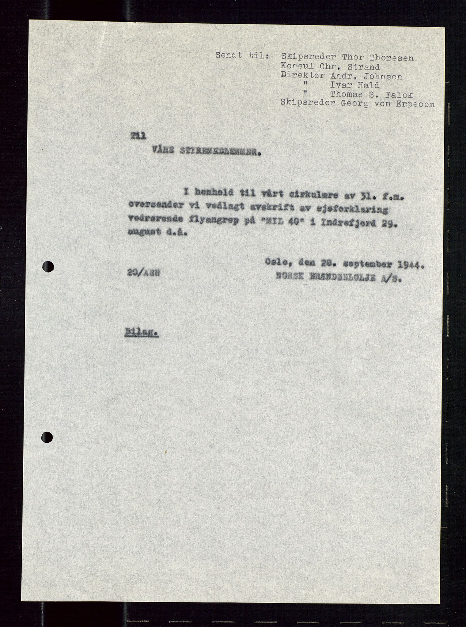 PA 1544 - Norsk Brændselolje A/S, AV/SAST-A-101965/1/A/Aa/L0003/0003: Generalforsamling  / Generalforsamling 1941, 1941, p. 8