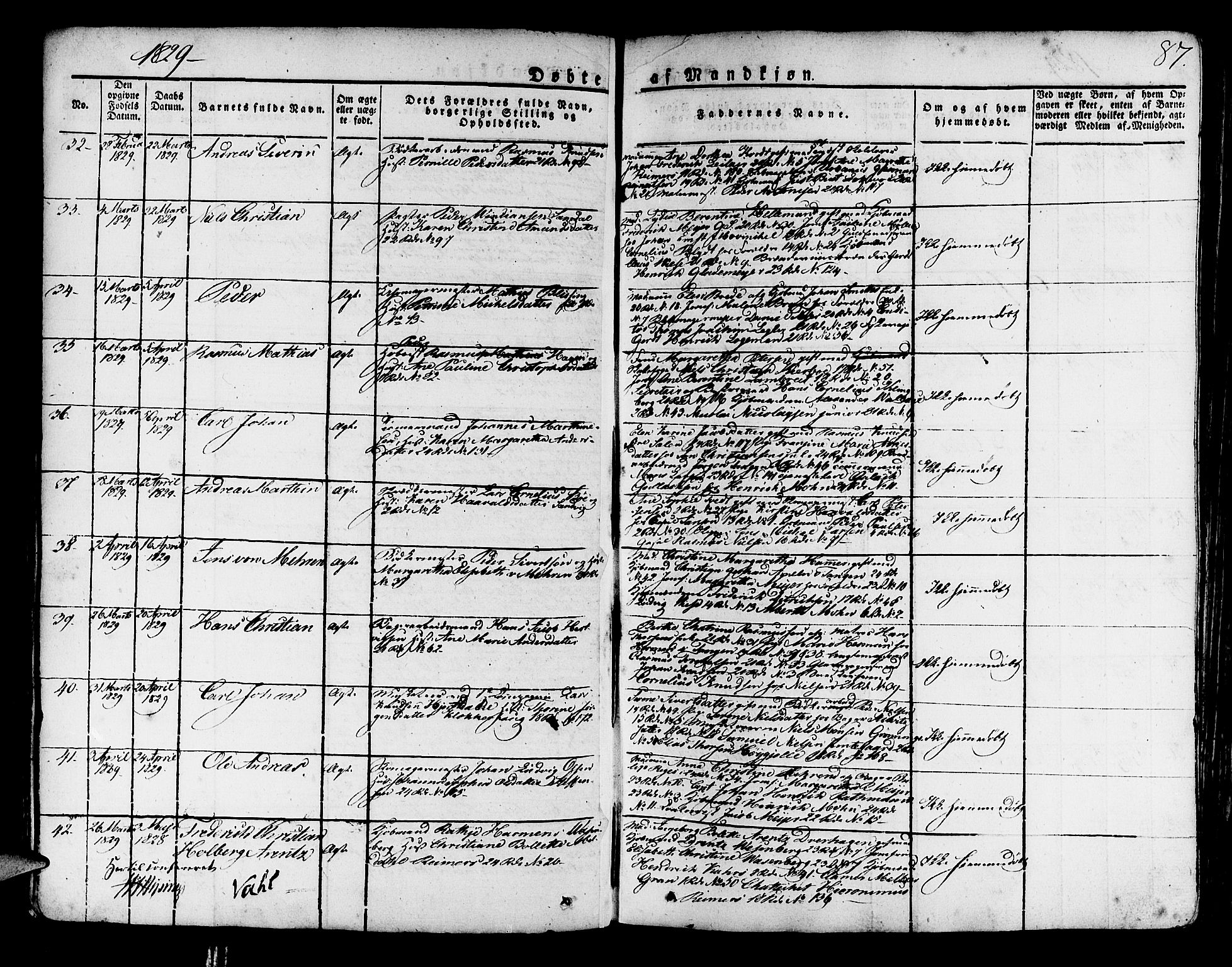 Korskirken sokneprestembete, SAB/A-76101/H/Haa/L0014: Parish register (official) no. A 14, 1823-1835, p. 87