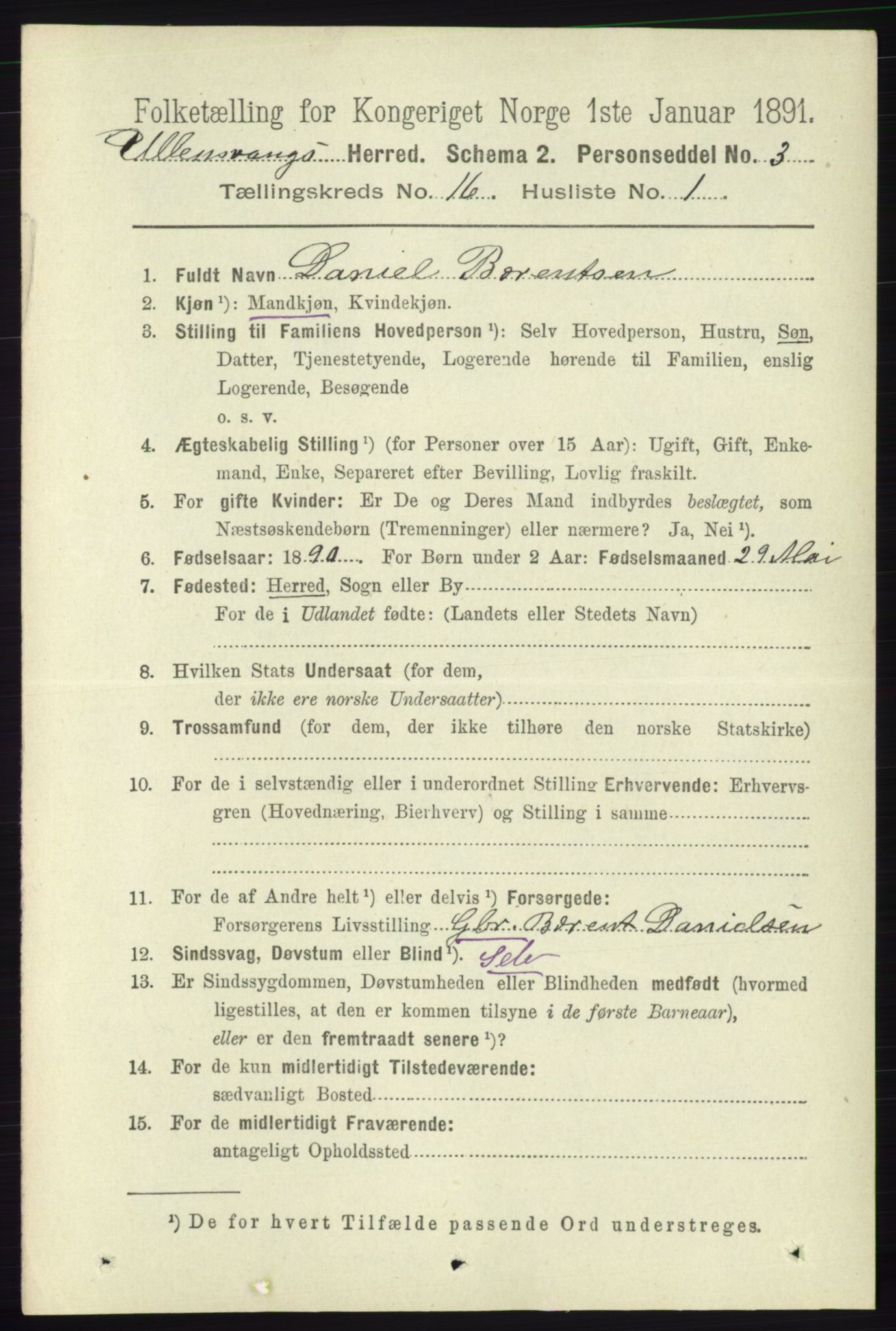 RA, 1891 census for 1230 Ullensvang, 1891, p. 6233