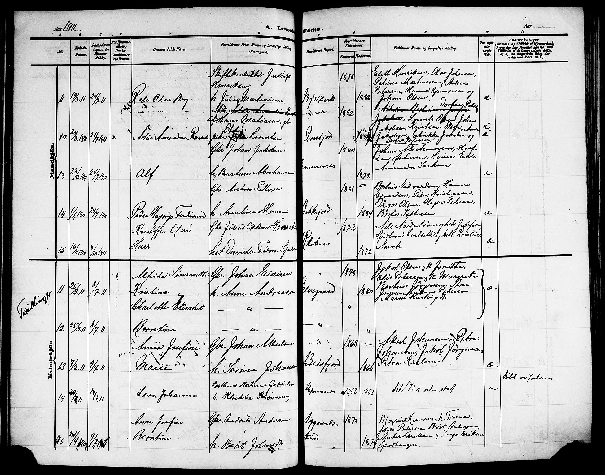 Ministerialprotokoller, klokkerbøker og fødselsregistre - Nordland, AV/SAT-A-1459/866/L0954: Parish register (copy) no. 866C03, 1905-1923