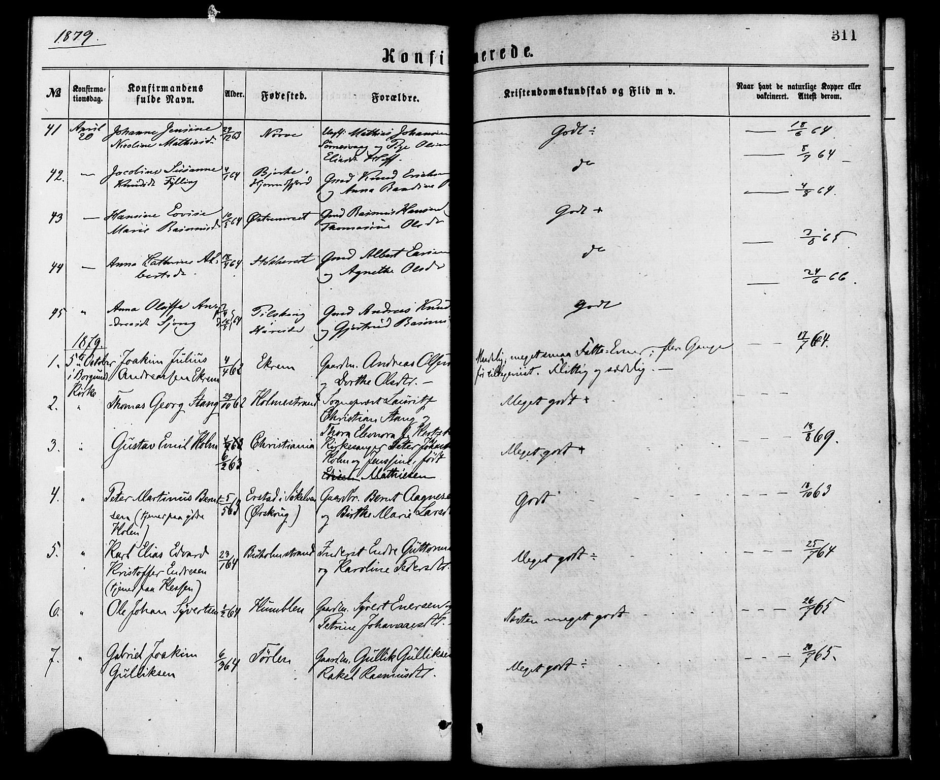 Ministerialprotokoller, klokkerbøker og fødselsregistre - Møre og Romsdal, AV/SAT-A-1454/528/L0400: Parish register (official) no. 528A11, 1871-1879, p. 311