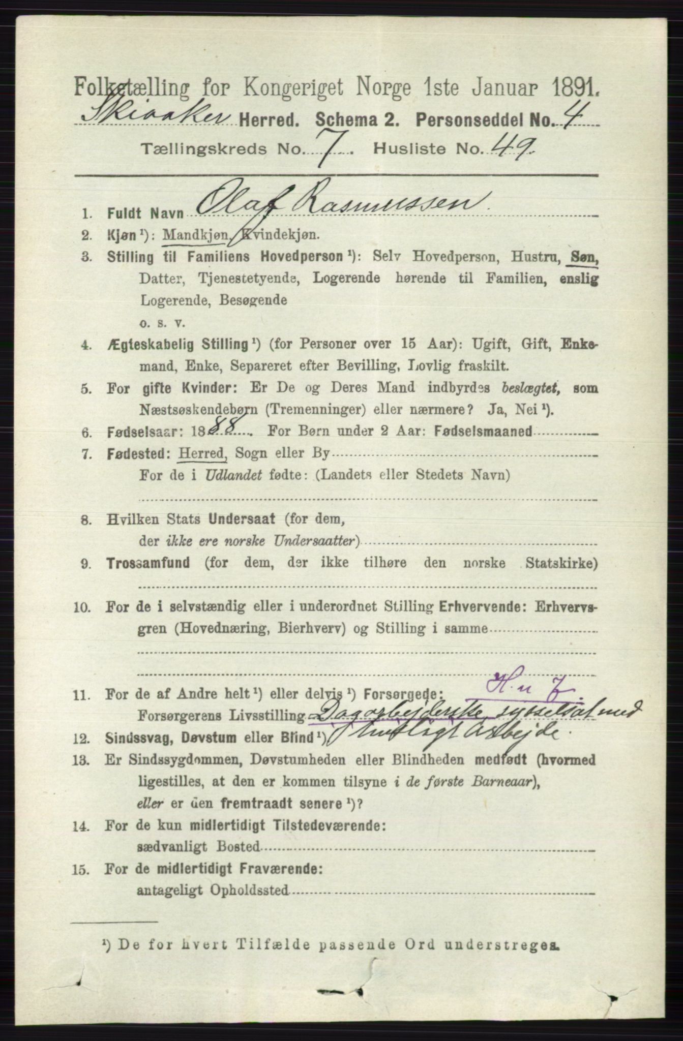 RA, 1891 census for 0513 Skjåk, 1891, p. 2599