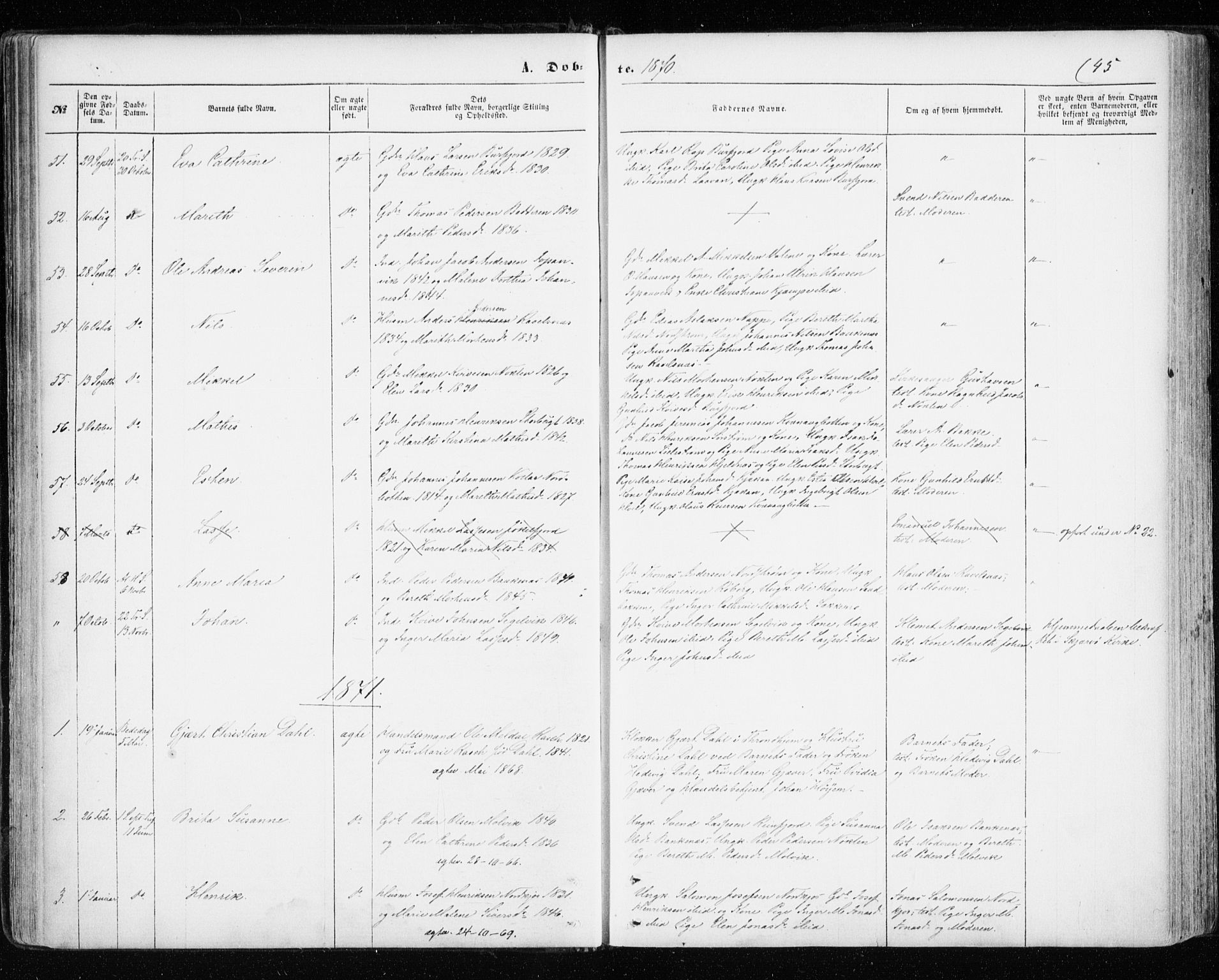 Skjervøy sokneprestkontor, SATØ/S-1300/H/Ha/Haa/L0011kirke: Parish register (official) no. 11, 1861-1877, p. 45