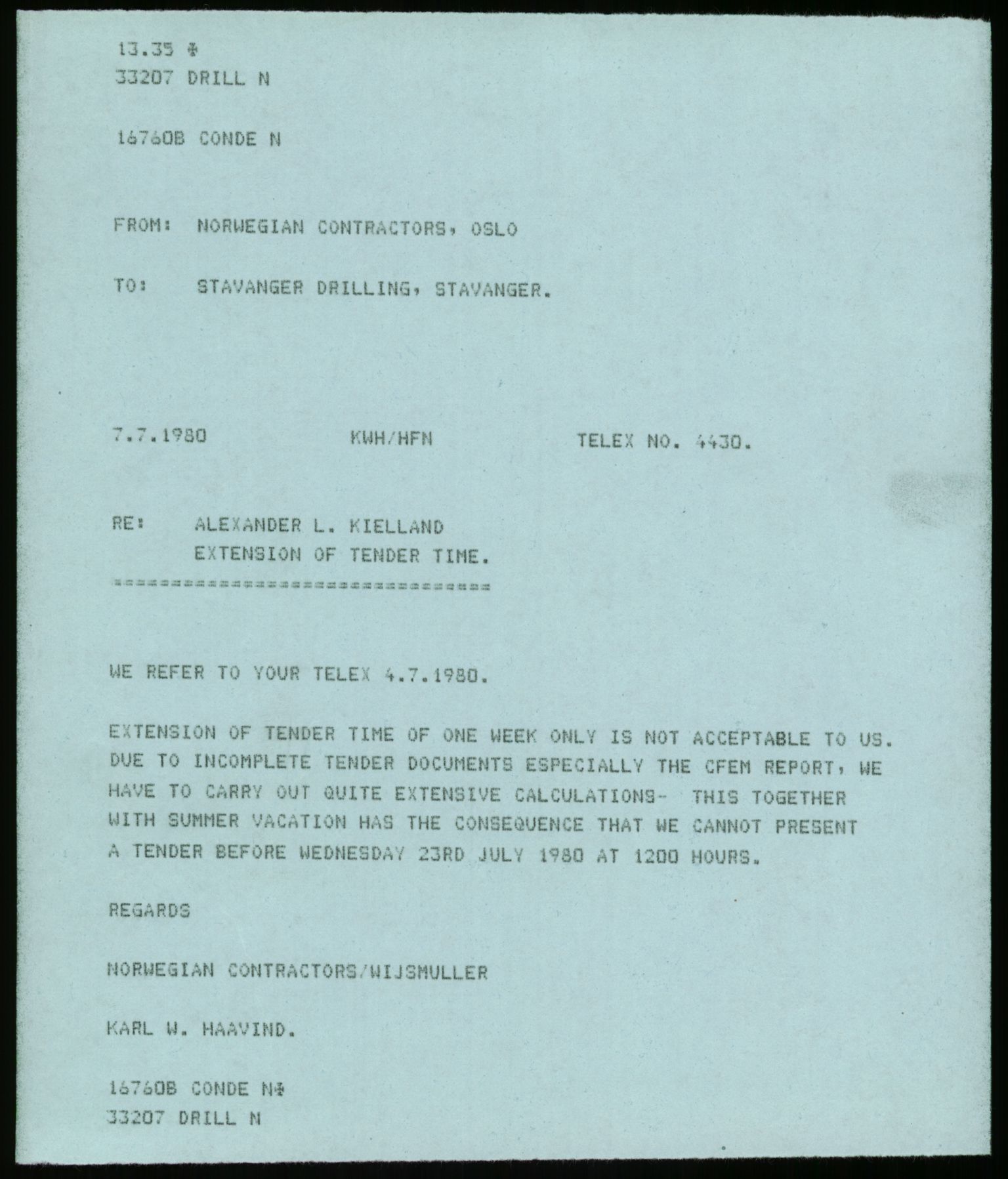 Pa 1503 - Stavanger Drilling AS, AV/SAST-A-101906/Da/L0013: Alexander L. Kielland - Saks- og korrespondansearkiv, 1980, p. 9