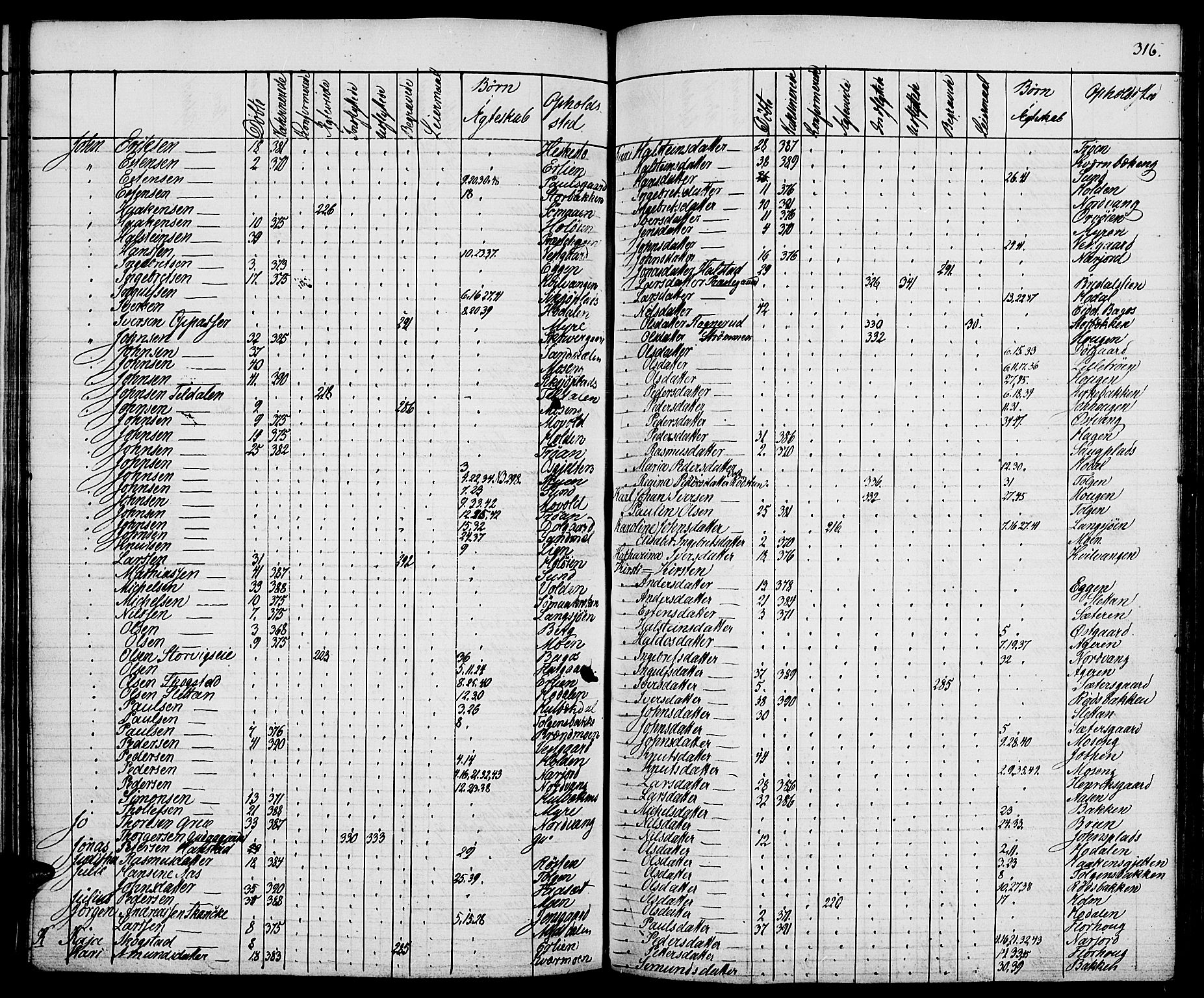 Tolga prestekontor, AV/SAH-PREST-062/K/L0005: Parish register (official) no. 5, 1836-1852, p. 316