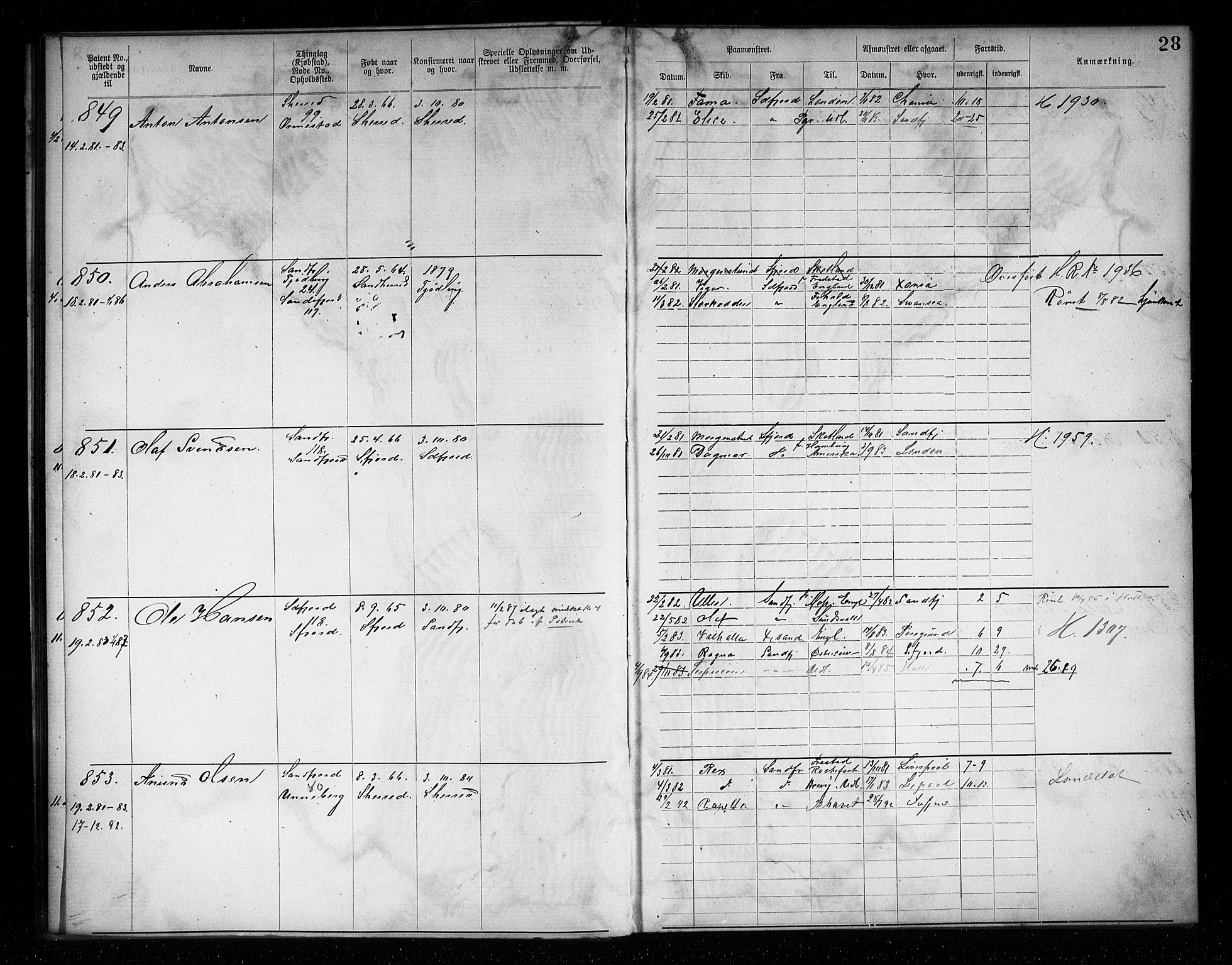 Sandefjord innrulleringskontor, AV/SAKO-A-788/F/Fa/L0004: Annotasjonsrulle, 1879-1889, p. 30