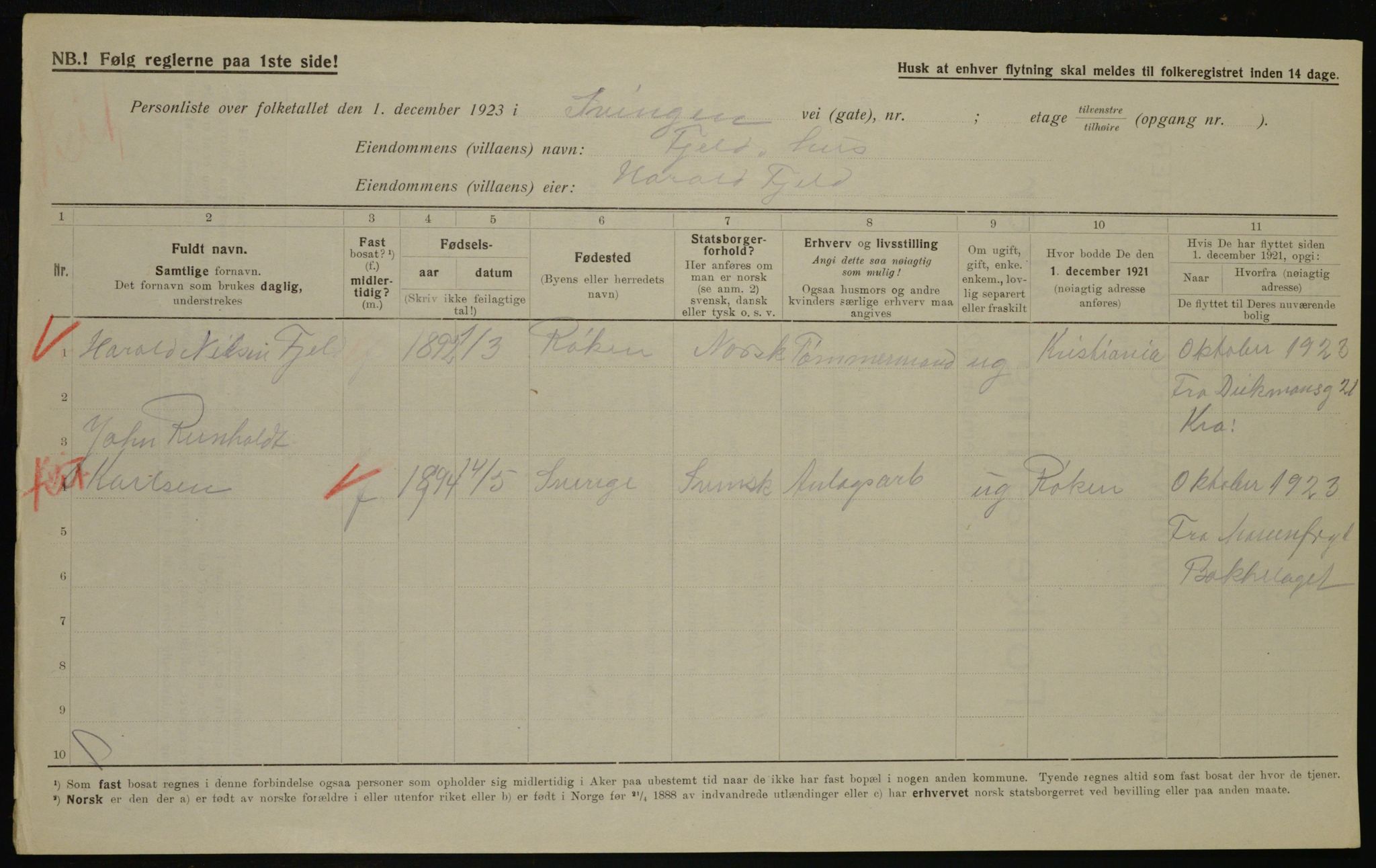 , Municipal Census 1923 for Aker, 1923, p. 46219