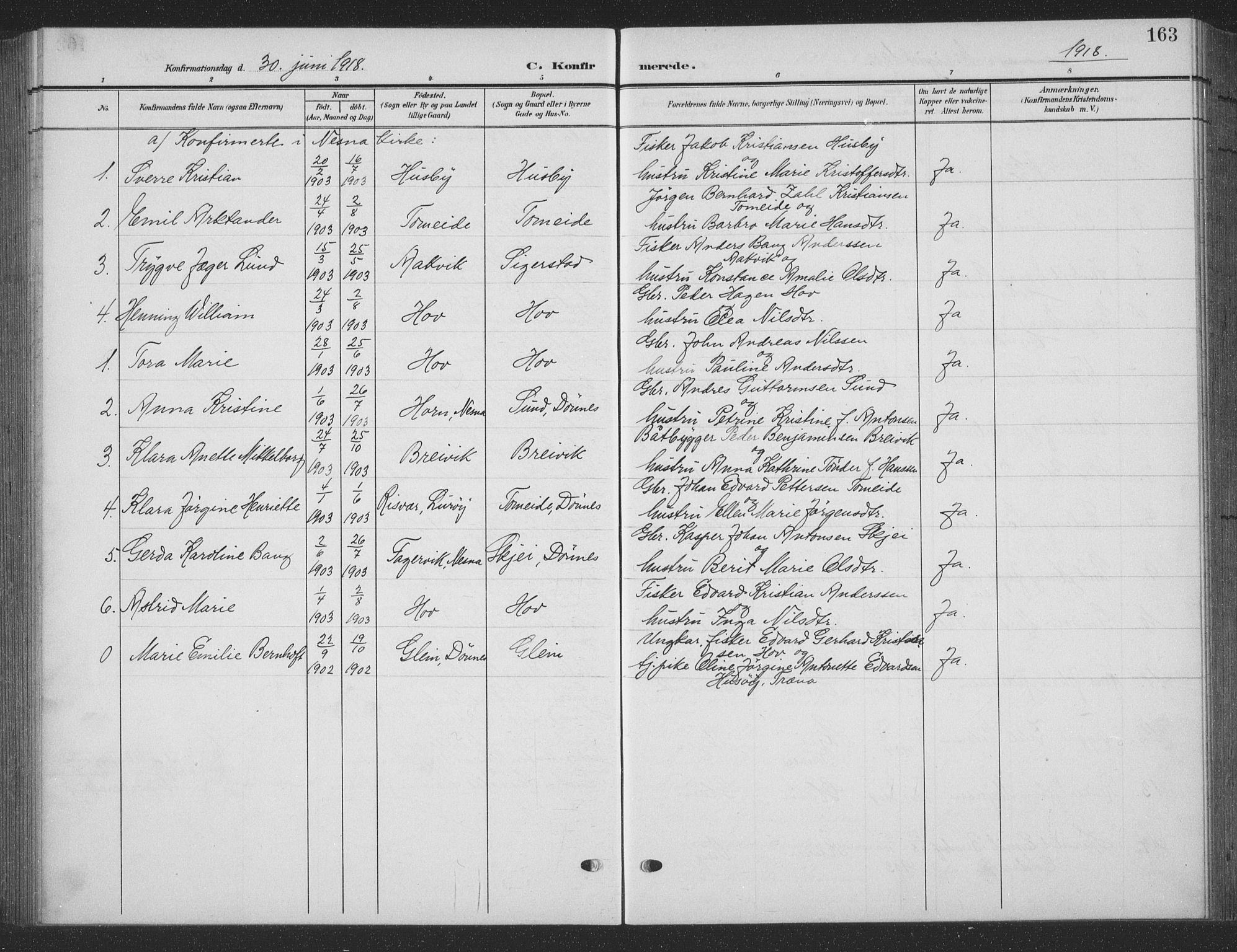 Ministerialprotokoller, klokkerbøker og fødselsregistre - Nordland, SAT/A-1459/835/L0533: Parish register (copy) no. 835C05, 1906-1939, p. 163