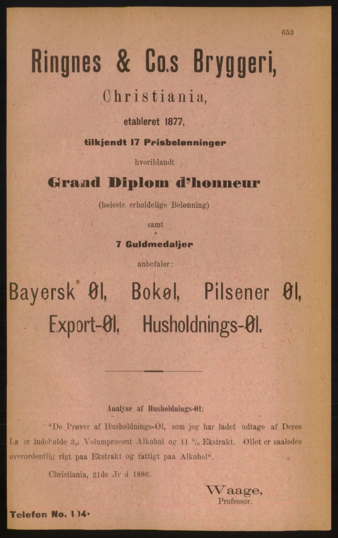 Kristiania/Oslo adressebok, PUBL/-, 1889, p. 653