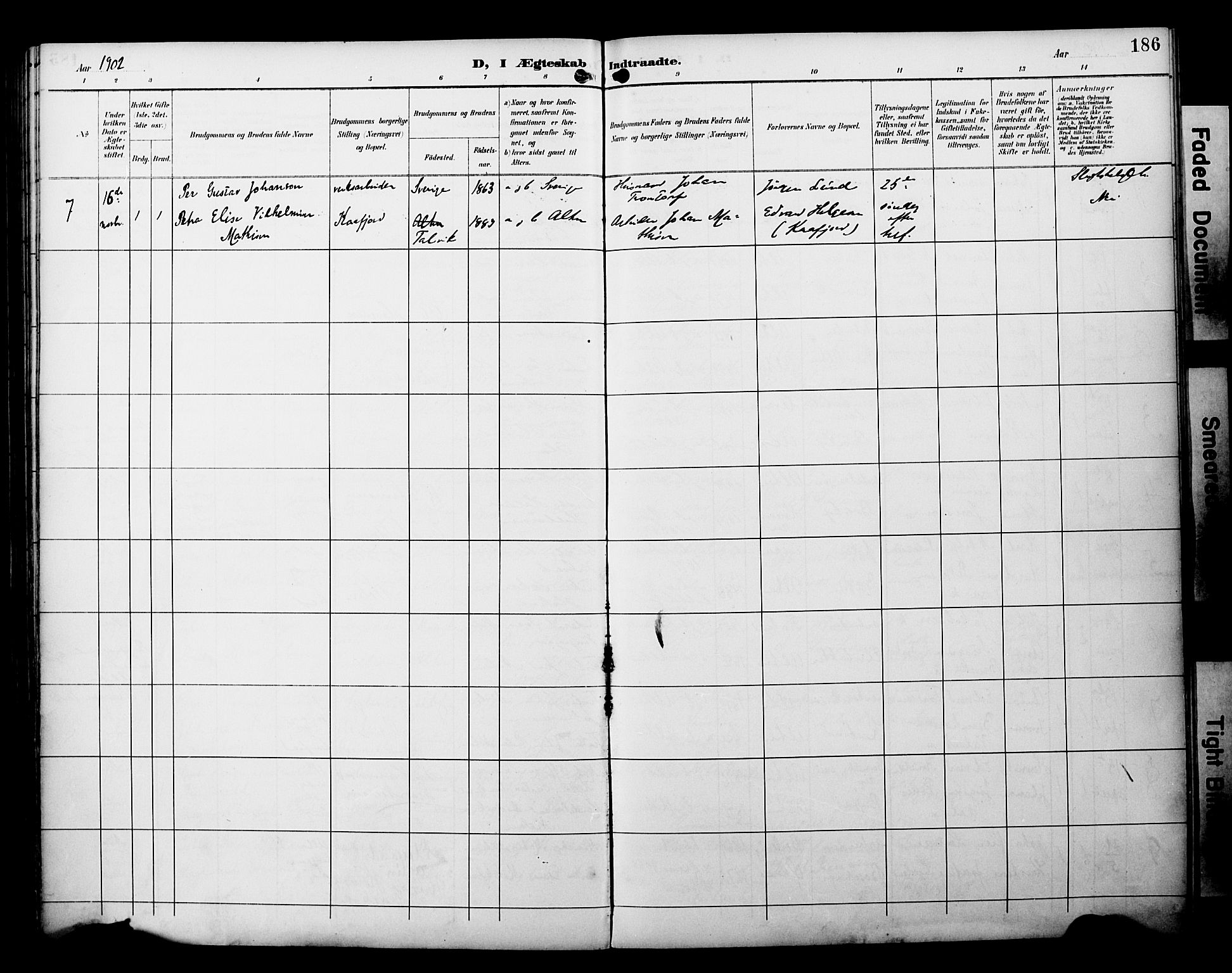 Alta sokneprestkontor, AV/SATØ-S-1338/H/Ha/L0003.kirke: Parish register (official) no. 3, 1892-1904, p. 186