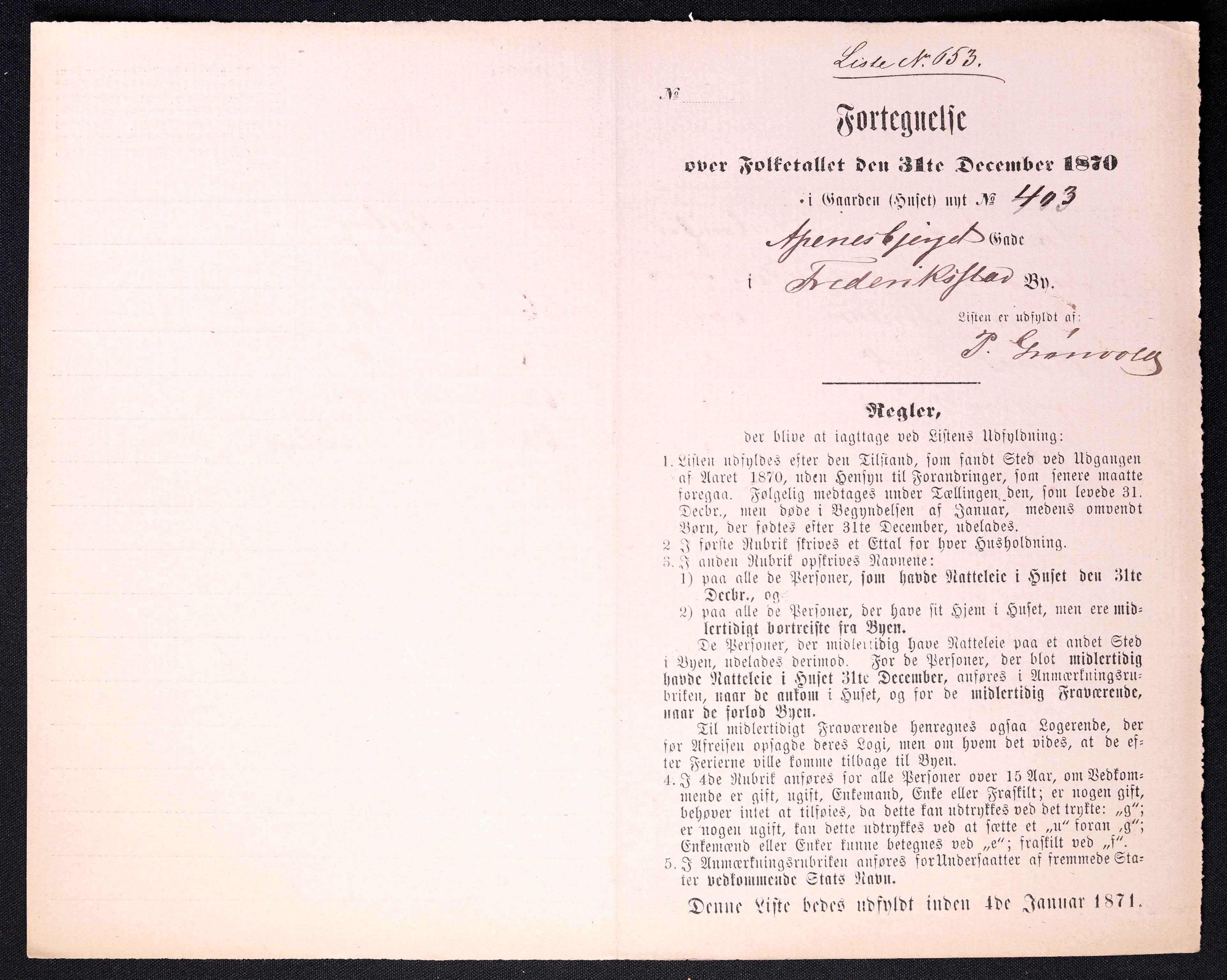 RA, 1870 census for 0103 Fredrikstad, 1870, p. 1307