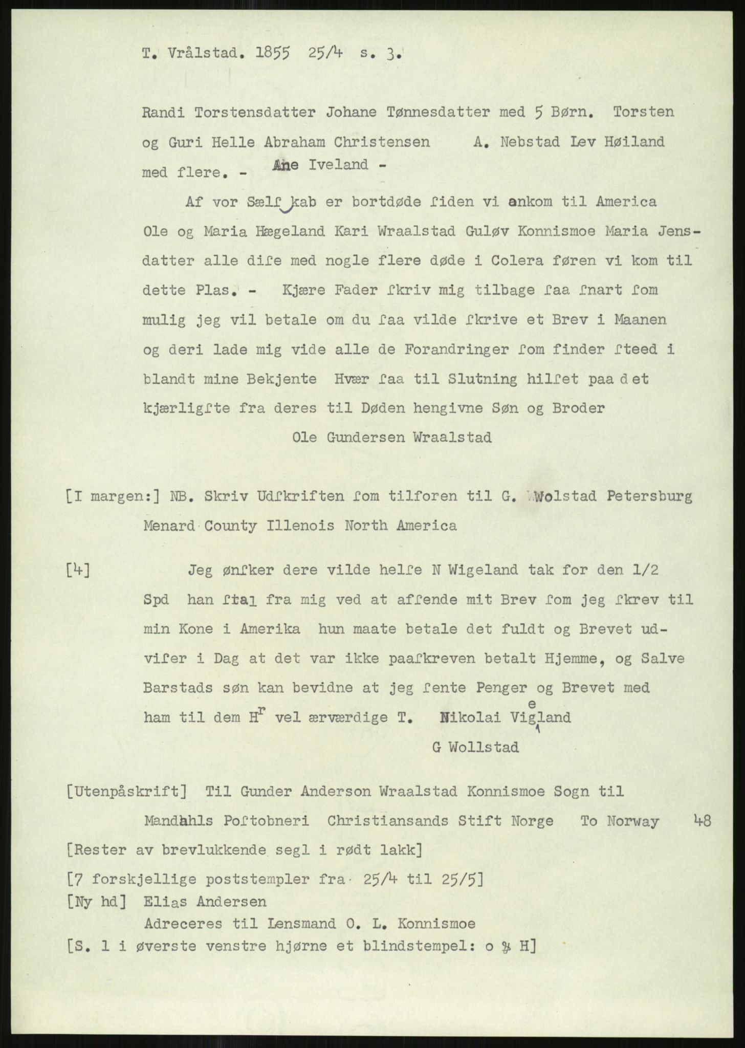 Samlinger til kildeutgivelse, Amerikabrevene, AV/RA-EA-4057/F/L0028: Innlån fra Vest-Agder , 1838-1914, p. 963