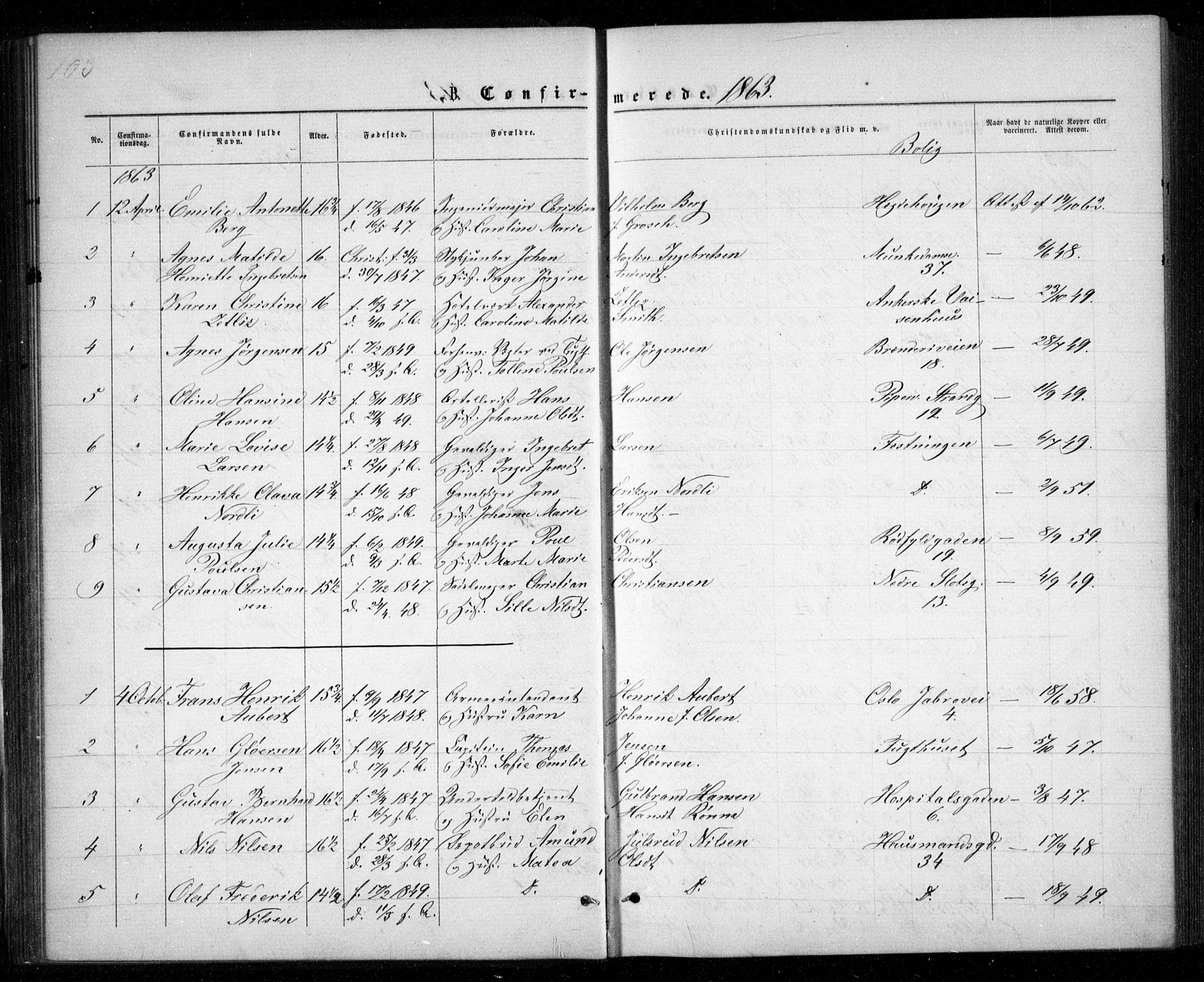 Garnisonsmenigheten Kirkebøker, SAO/A-10846/G/Ga/L0006: Parish register (copy) no. 6, 1860-1880, p. 103