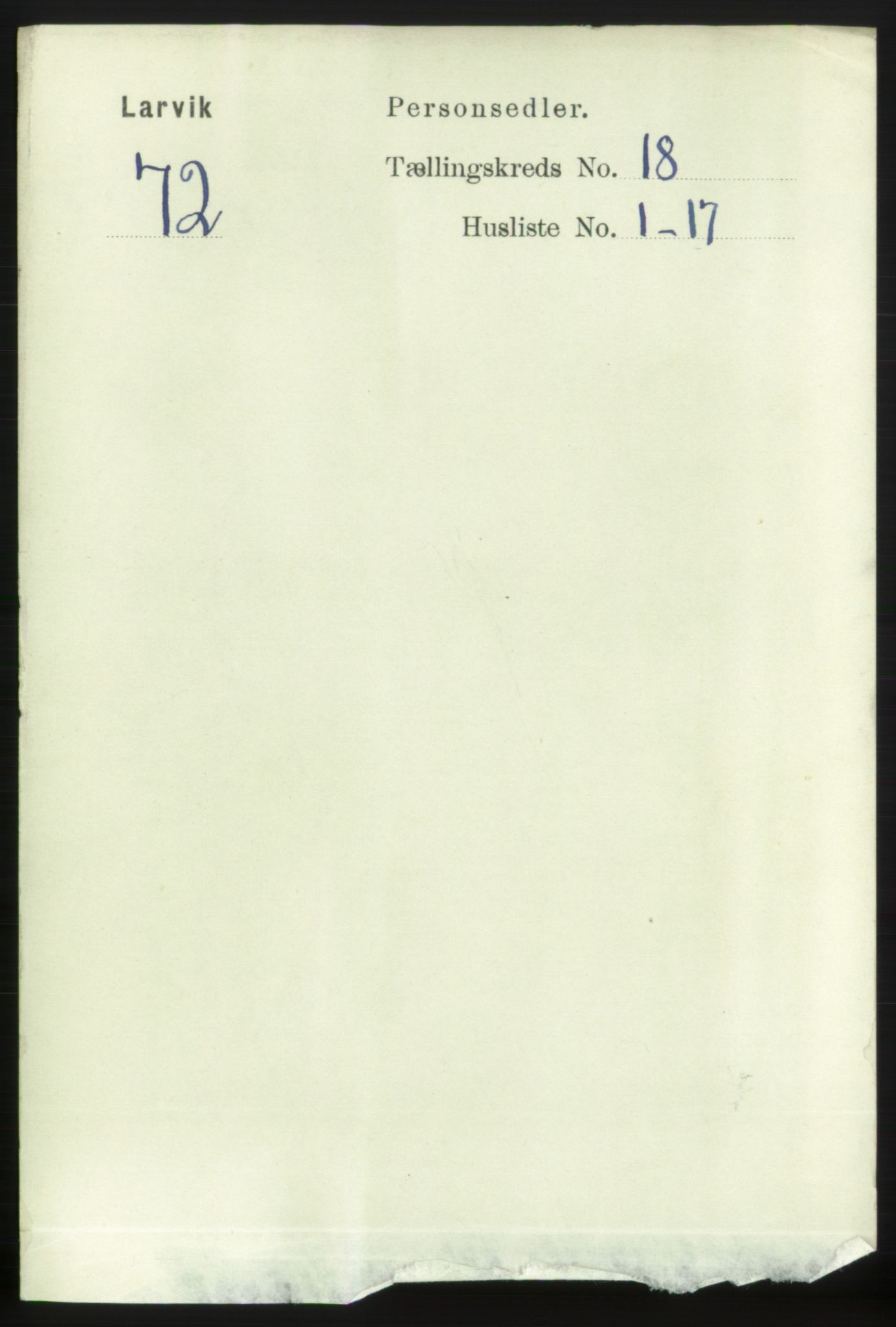 RA, 1891 census for 0707 Larvik, 1891, p. 13093