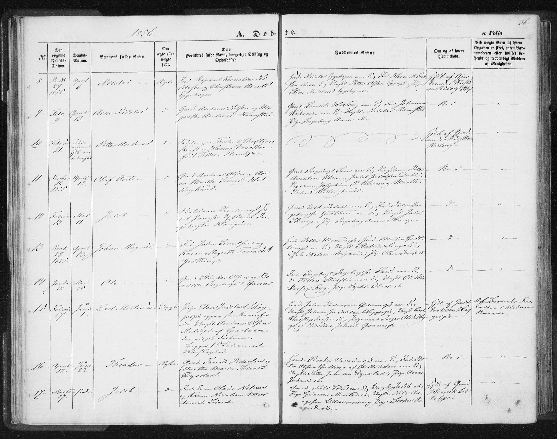 Ministerialprotokoller, klokkerbøker og fødselsregistre - Nord-Trøndelag, SAT/A-1458/746/L0446: Parish register (official) no. 746A05, 1846-1859, p. 36