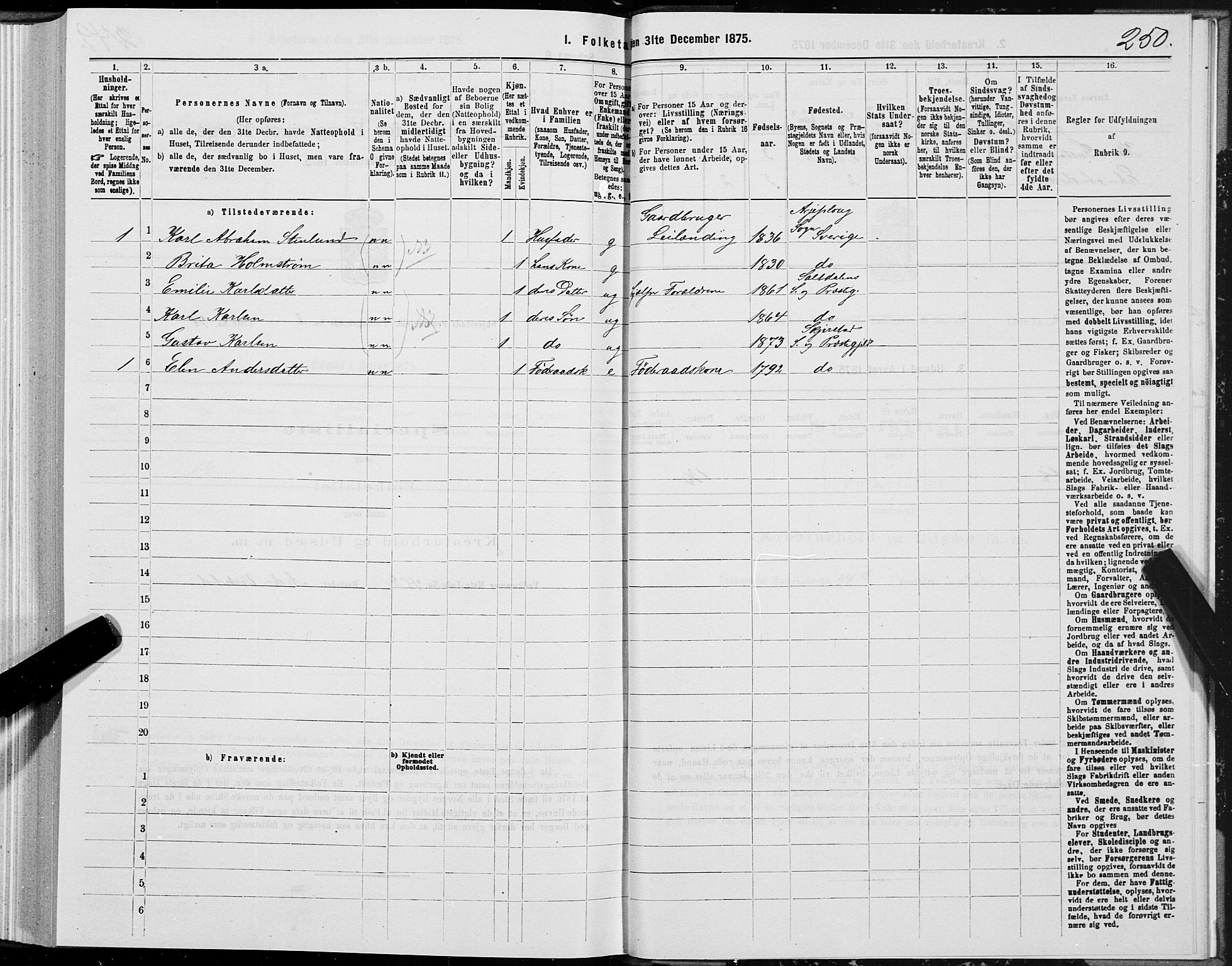 SAT, 1875 census for 1842P Skjerstad, 1875, p. 1250