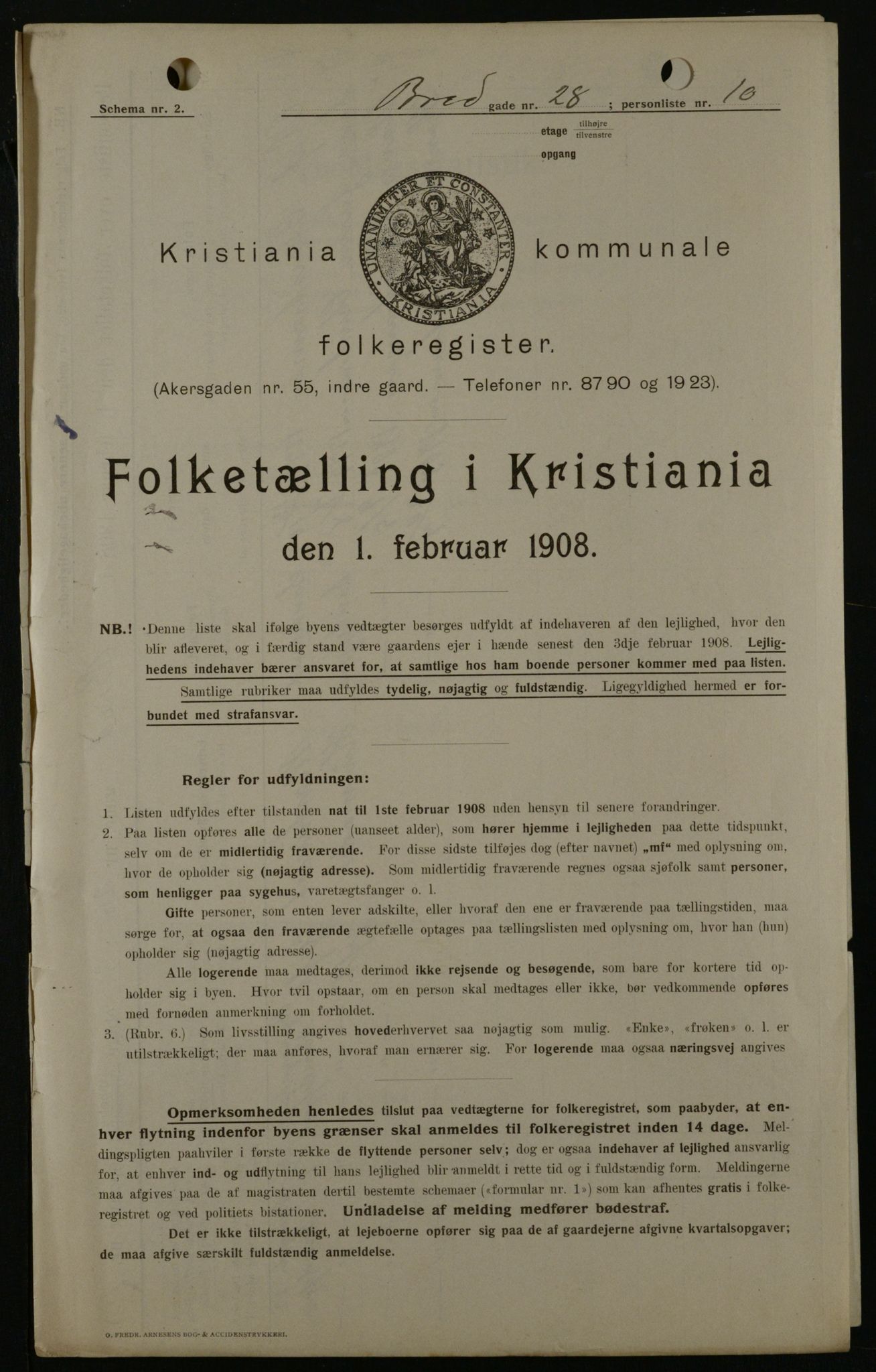 OBA, Municipal Census 1908 for Kristiania, 1908, p. 8268