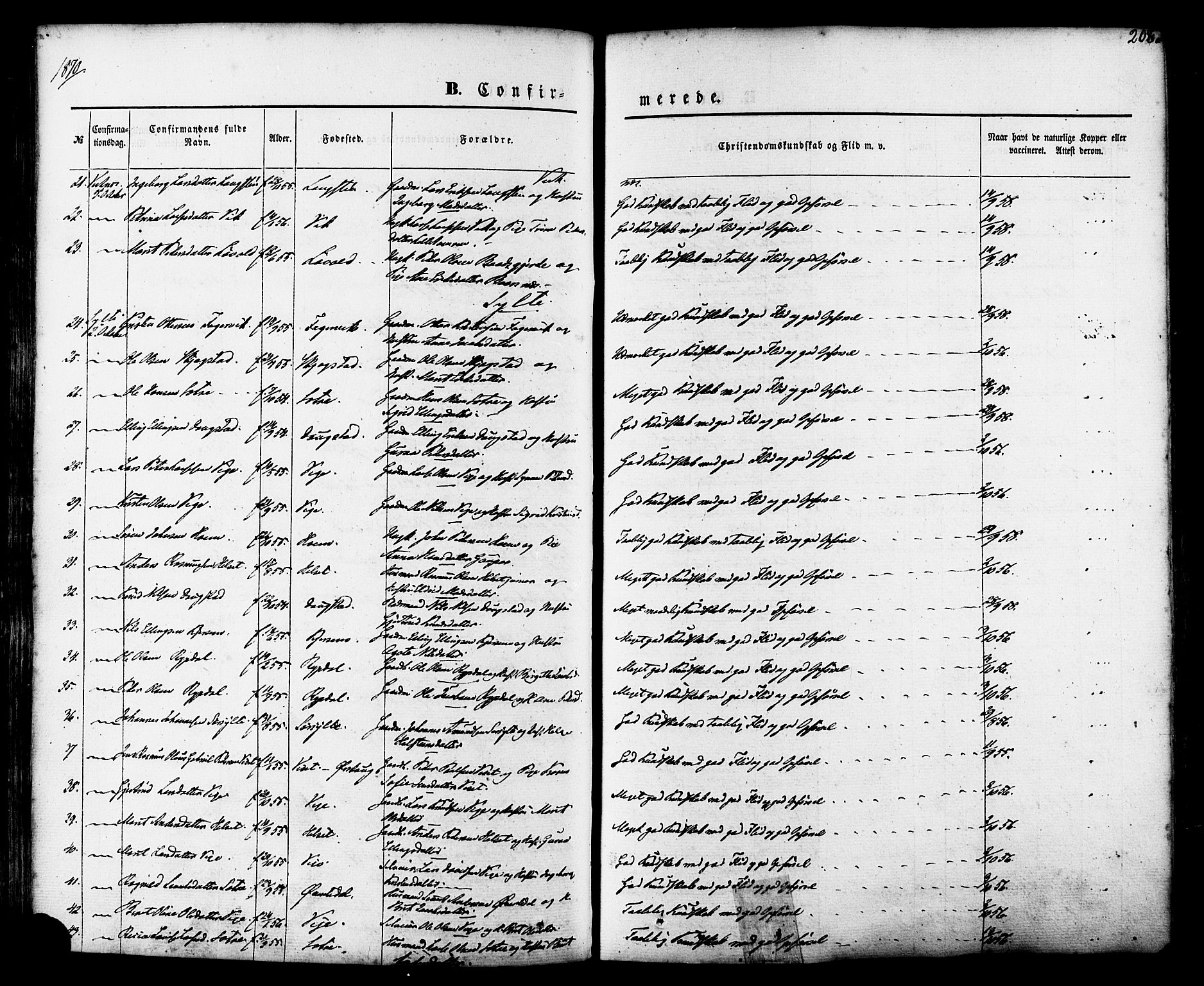 Ministerialprotokoller, klokkerbøker og fødselsregistre - Møre og Romsdal, AV/SAT-A-1454/539/L0529: Parish register (official) no. 539A02, 1848-1872, p. 208