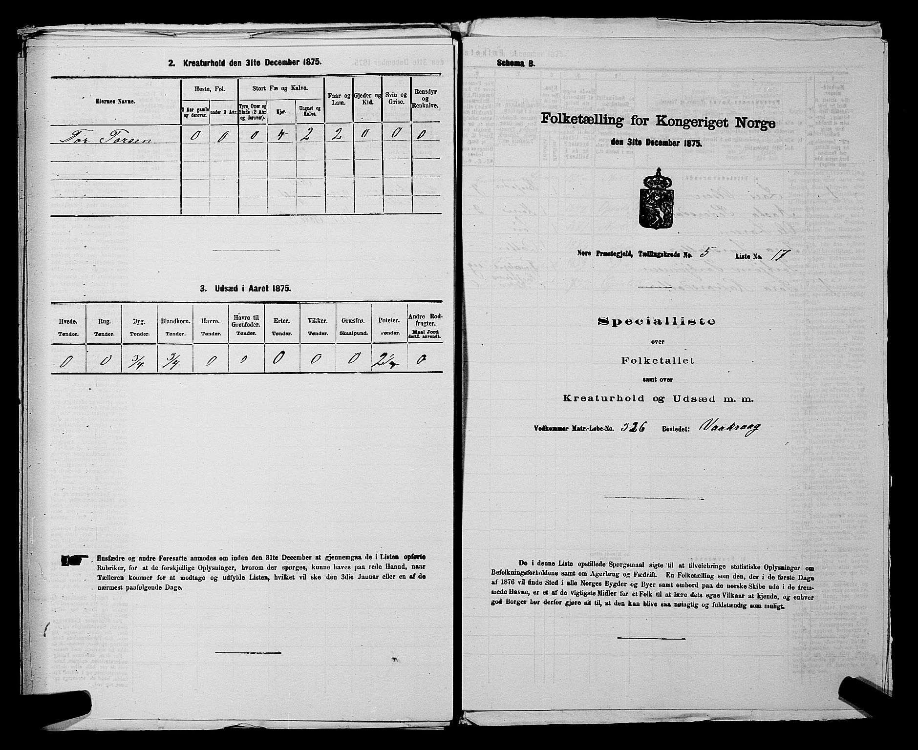 SAKO, 1875 census for 0633P Nore, 1875, p. 718