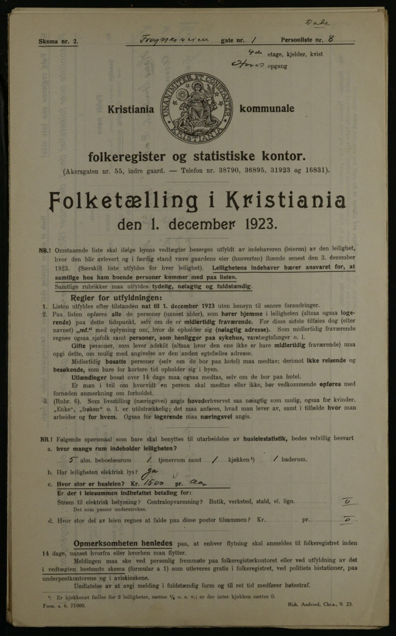 OBA, Municipal Census 1923 for Kristiania, 1923, p. 30559