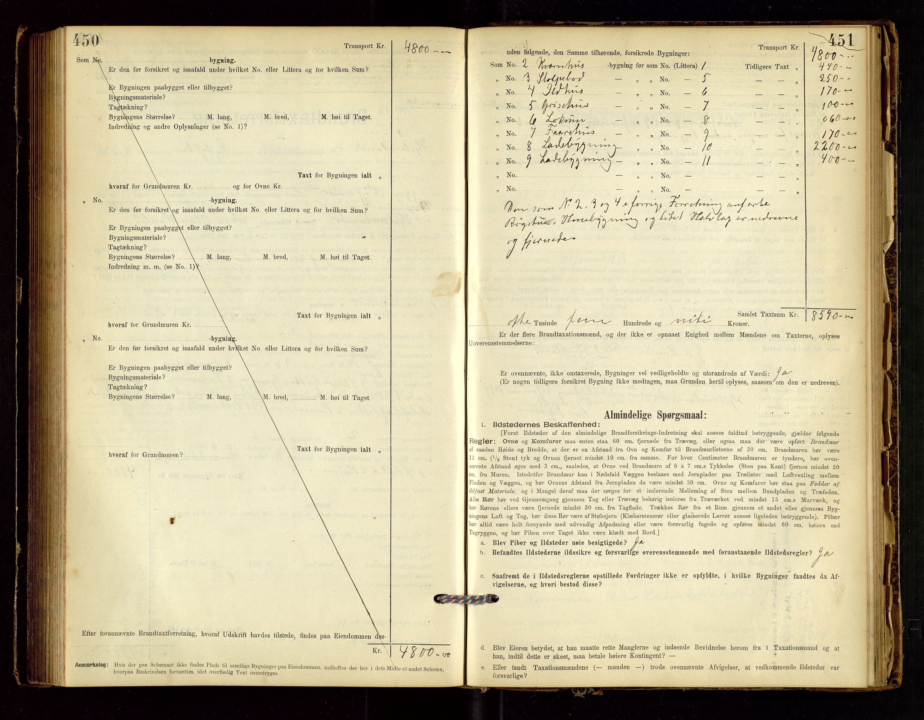 Hjelmeland lensmannskontor, AV/SAST-A-100439/Gob/L0001: "Brandtaxationsprotokol", 1895-1932, p. 450-451