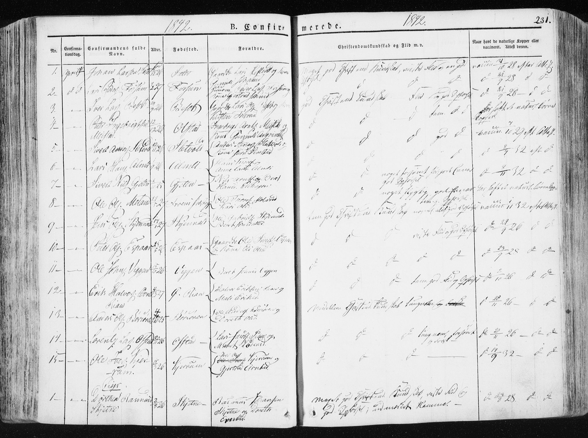 Ministerialprotokoller, klokkerbøker og fødselsregistre - Sør-Trøndelag, SAT/A-1456/665/L0771: Parish register (official) no. 665A06, 1830-1856, p. 231