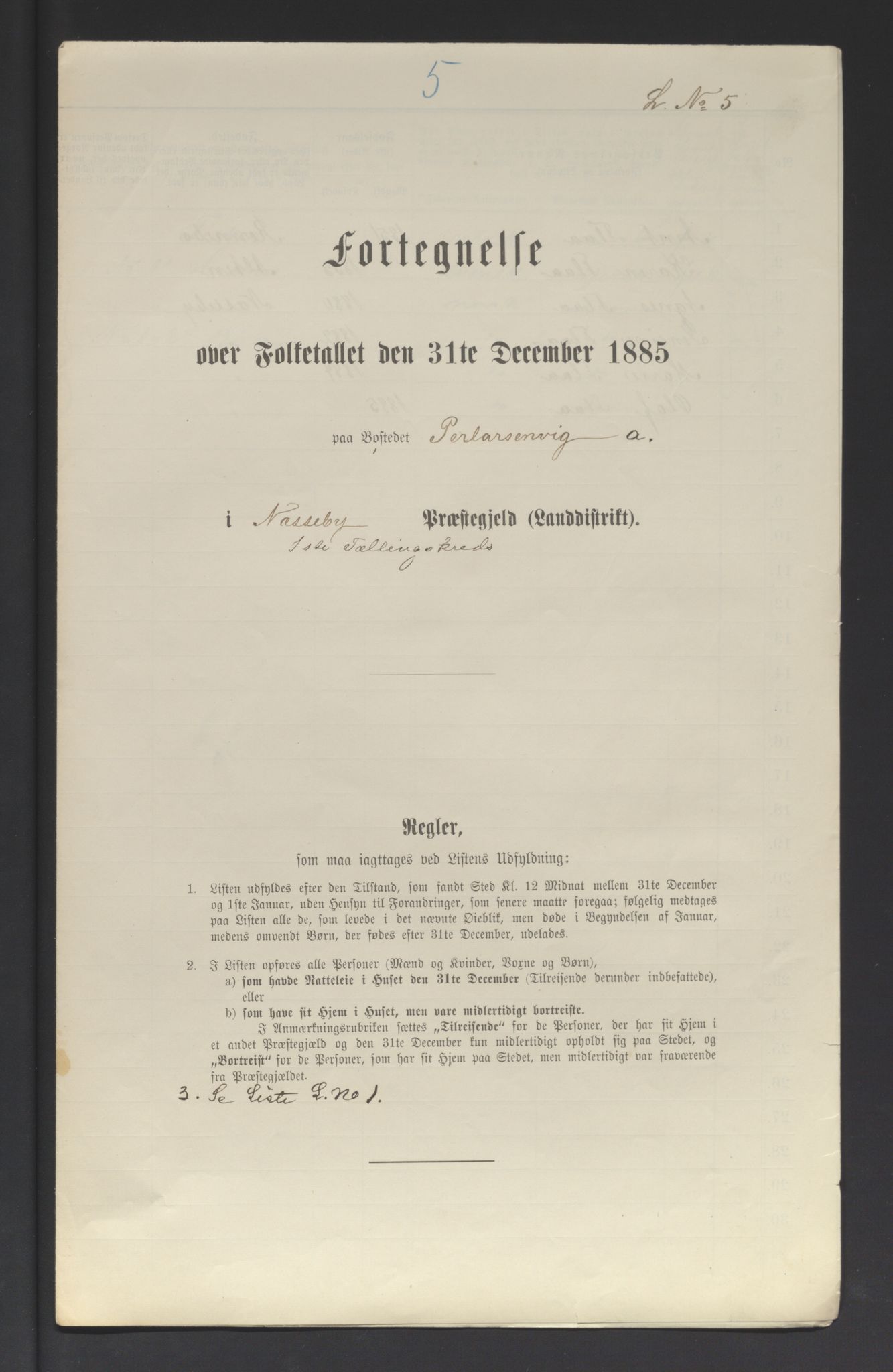 SATØ, 1885 census for 2027 Nesseby, 1885, p. 5a