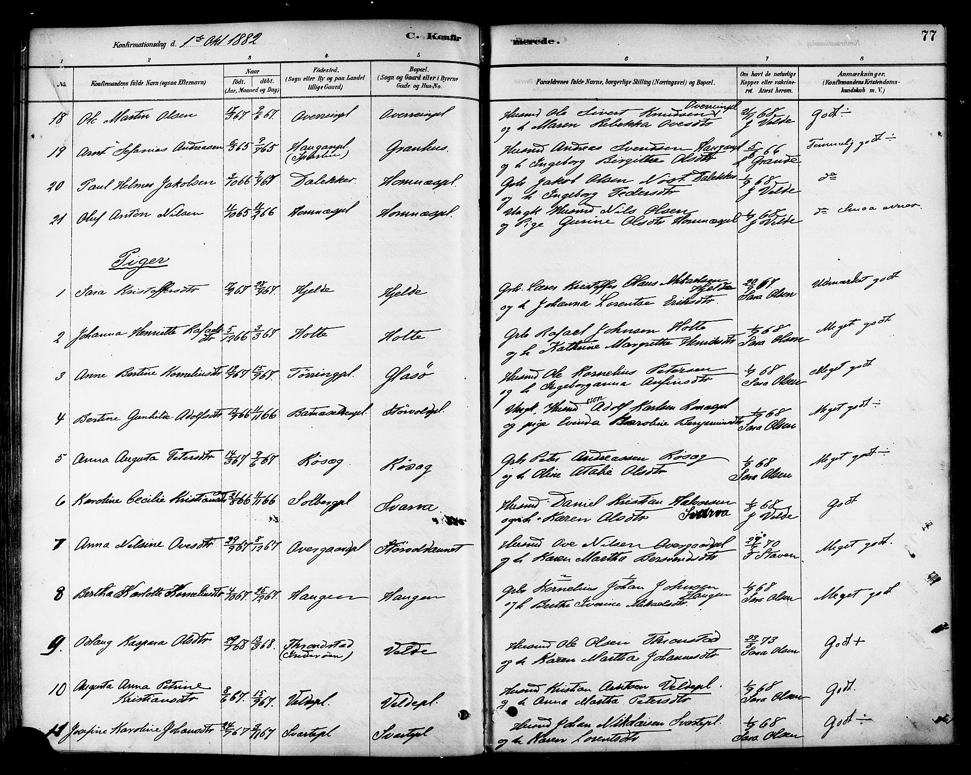 Ministerialprotokoller, klokkerbøker og fødselsregistre - Nord-Trøndelag, SAT/A-1458/741/L0395: Parish register (official) no. 741A09, 1878-1888, p. 77