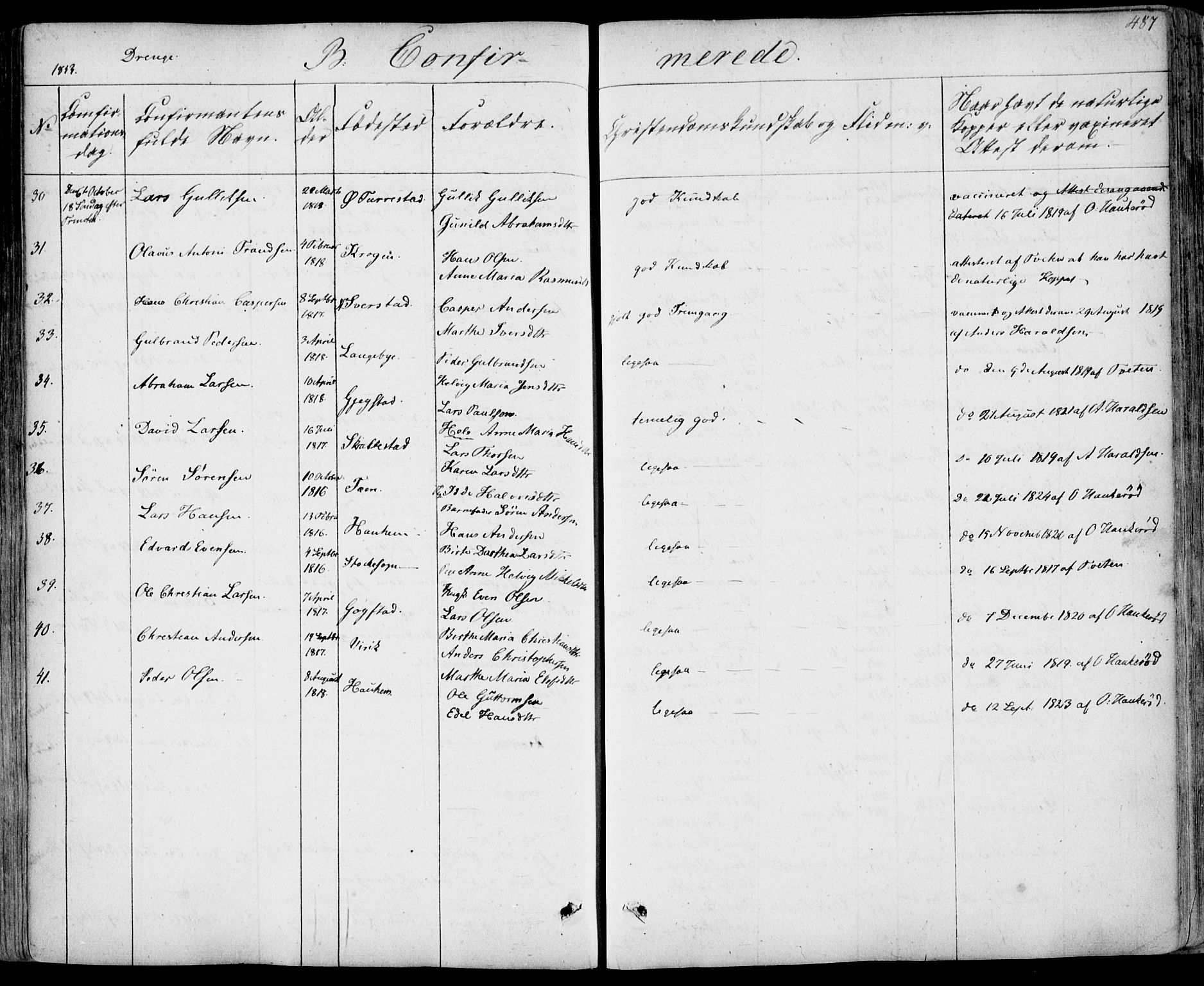 Sandar kirkebøker, AV/SAKO-A-243/F/Fa/L0005: Parish register (official) no. 5, 1832-1847, p. 486-487