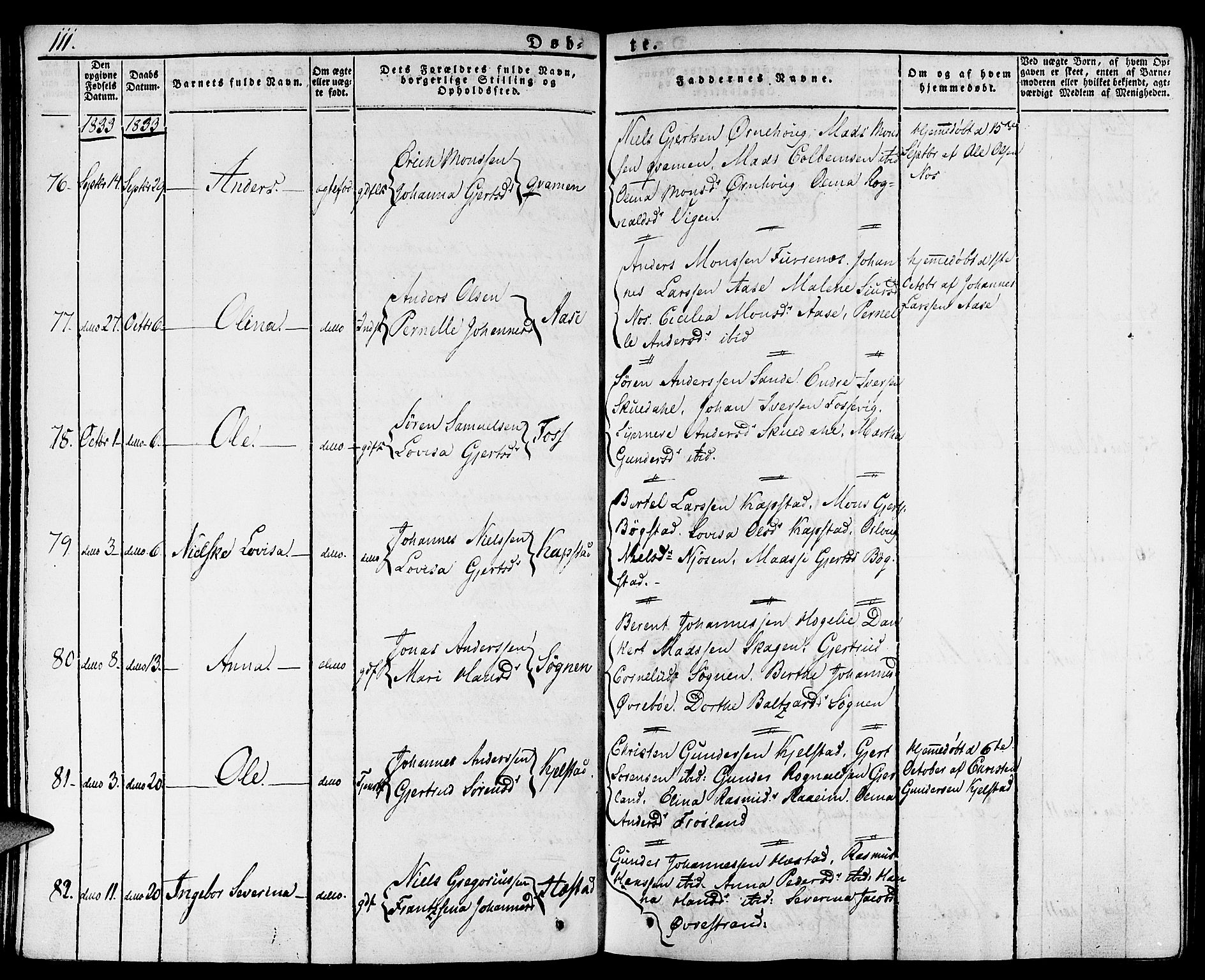 Gaular sokneprestembete, SAB/A-80001/H/Haa: Parish register (official) no. A 3, 1821-1840, p. 111