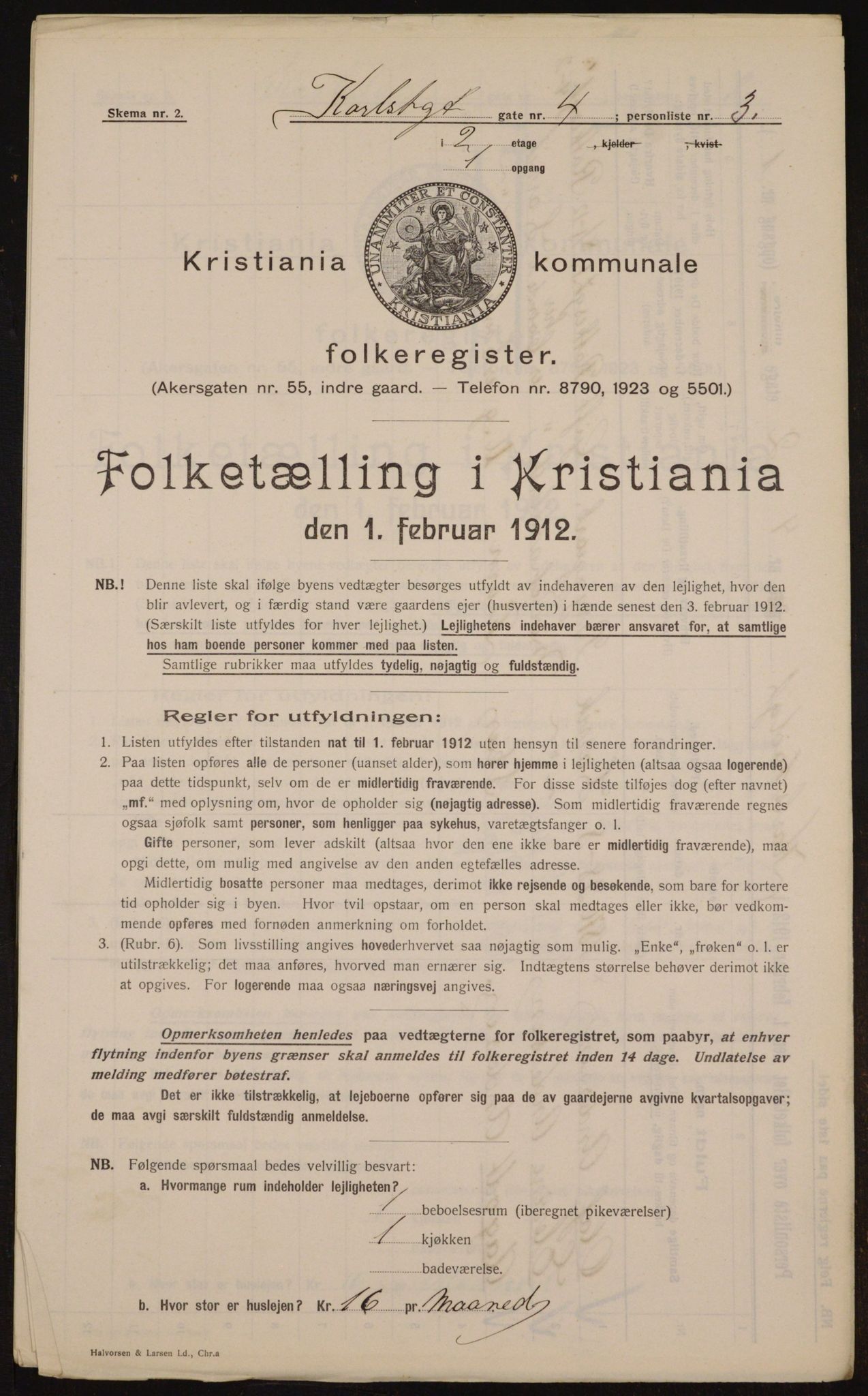 OBA, Municipal Census 1912 for Kristiania, 1912, p. 49285