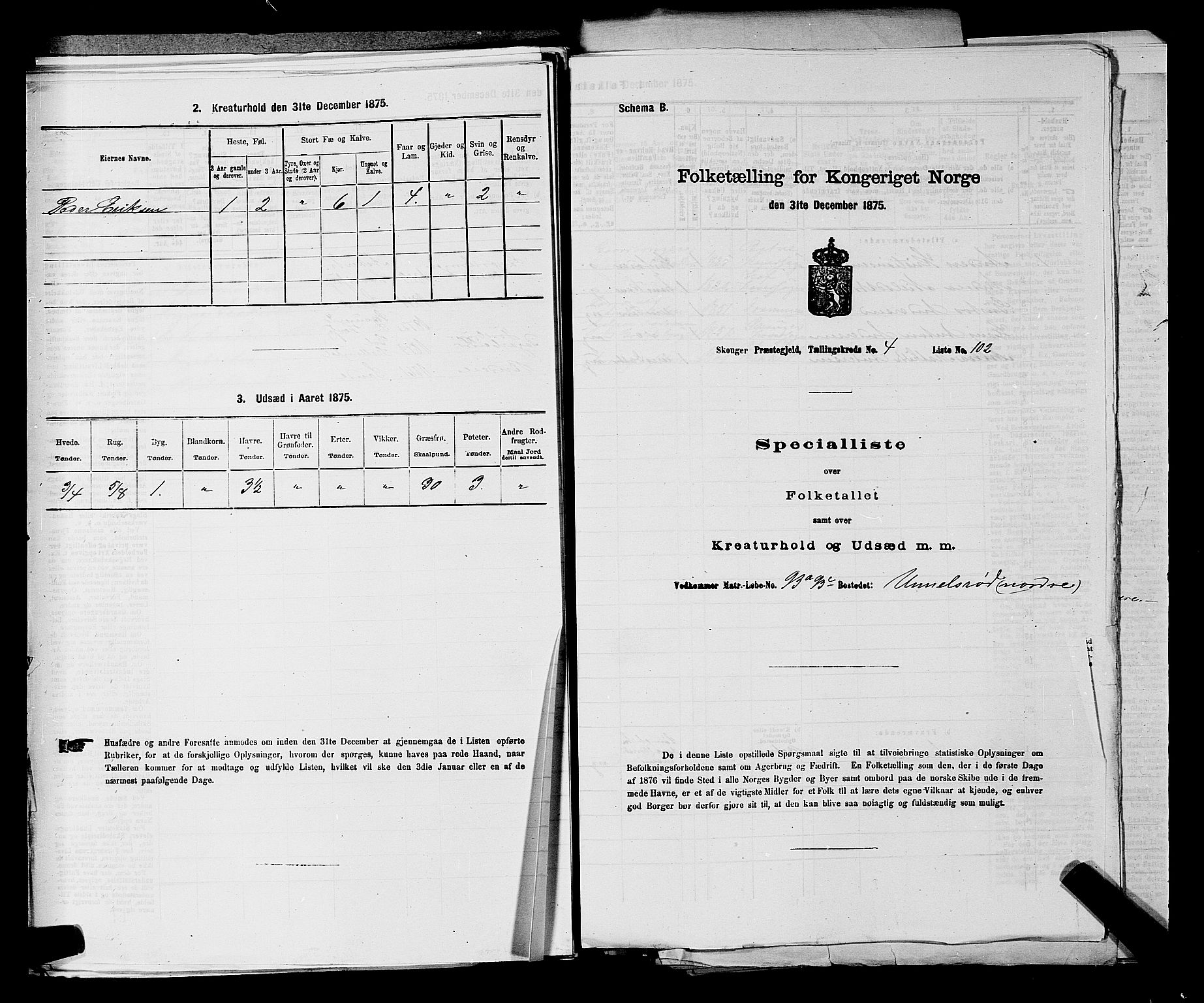 SAKO, 1875 census for 0712P Skoger, 1875, p. 605