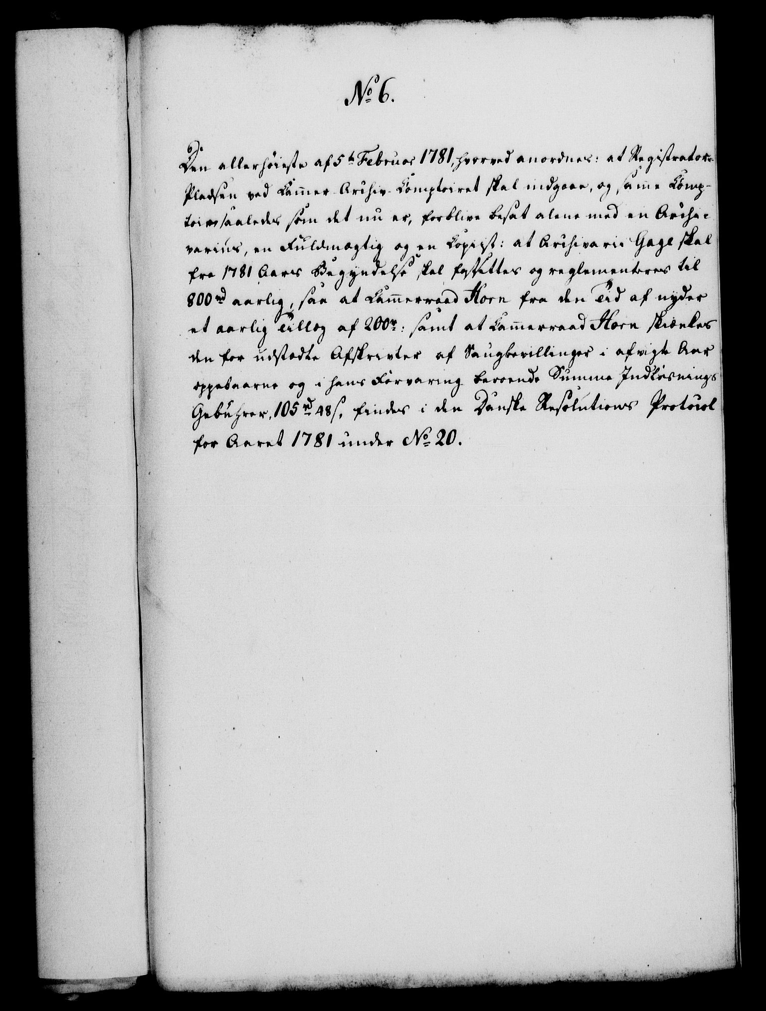 Rentekammeret, Kammerkanselliet, RA/EA-3111/G/Gf/Gfa/L0063: Norsk relasjons- og resolusjonsprotokoll (merket RK 52.63), 1781, p. 61