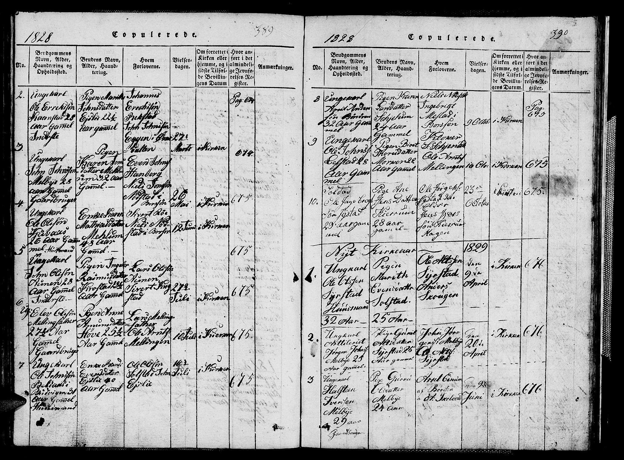 Ministerialprotokoller, klokkerbøker og fødselsregistre - Sør-Trøndelag, SAT/A-1456/667/L0796: Parish register (copy) no. 667C01, 1817-1836, p. 389-390
