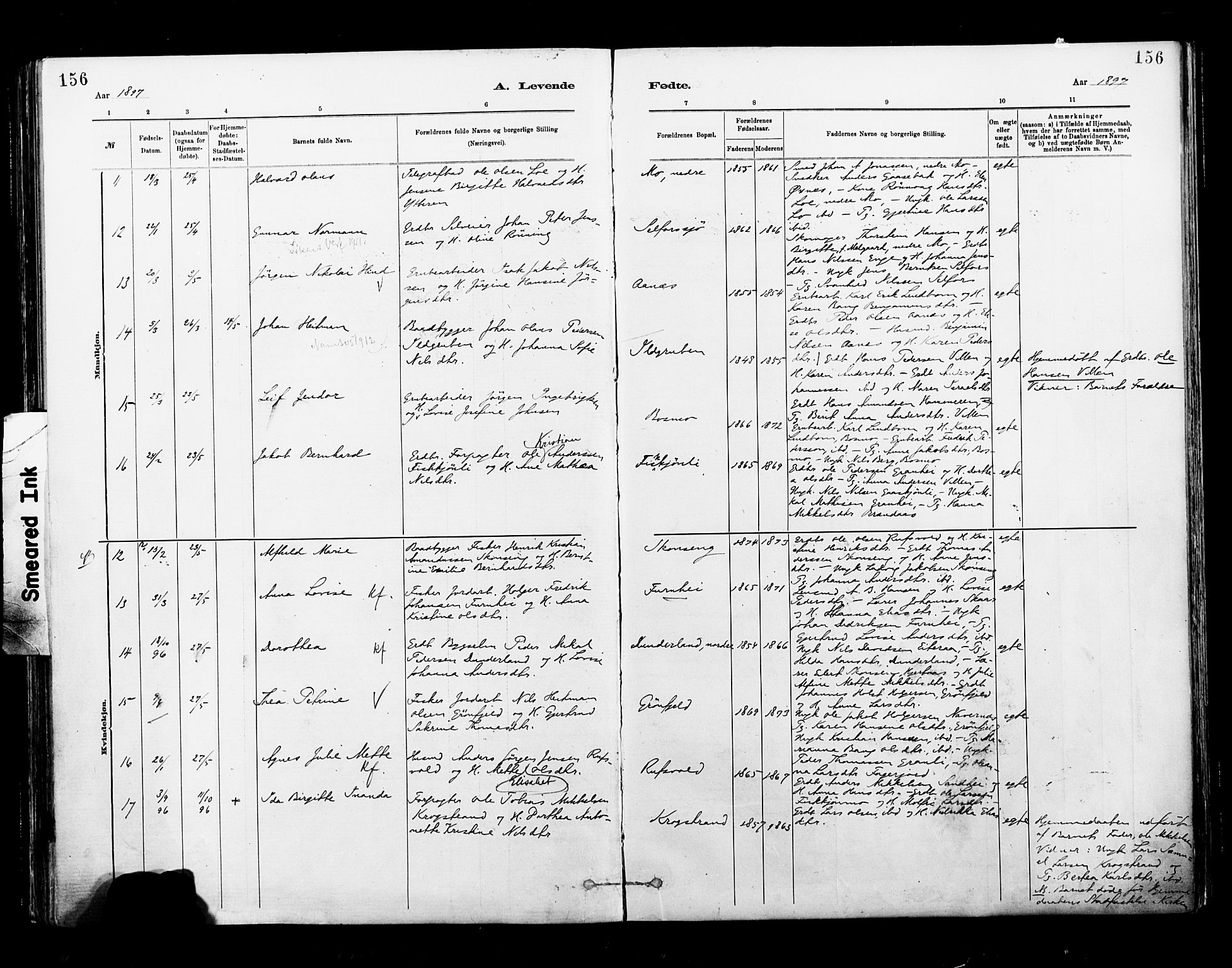 Ministerialprotokoller, klokkerbøker og fødselsregistre - Nordland, AV/SAT-A-1459/827/L0400: Parish register (official) no. 827A12, 1883-1903, p. 156