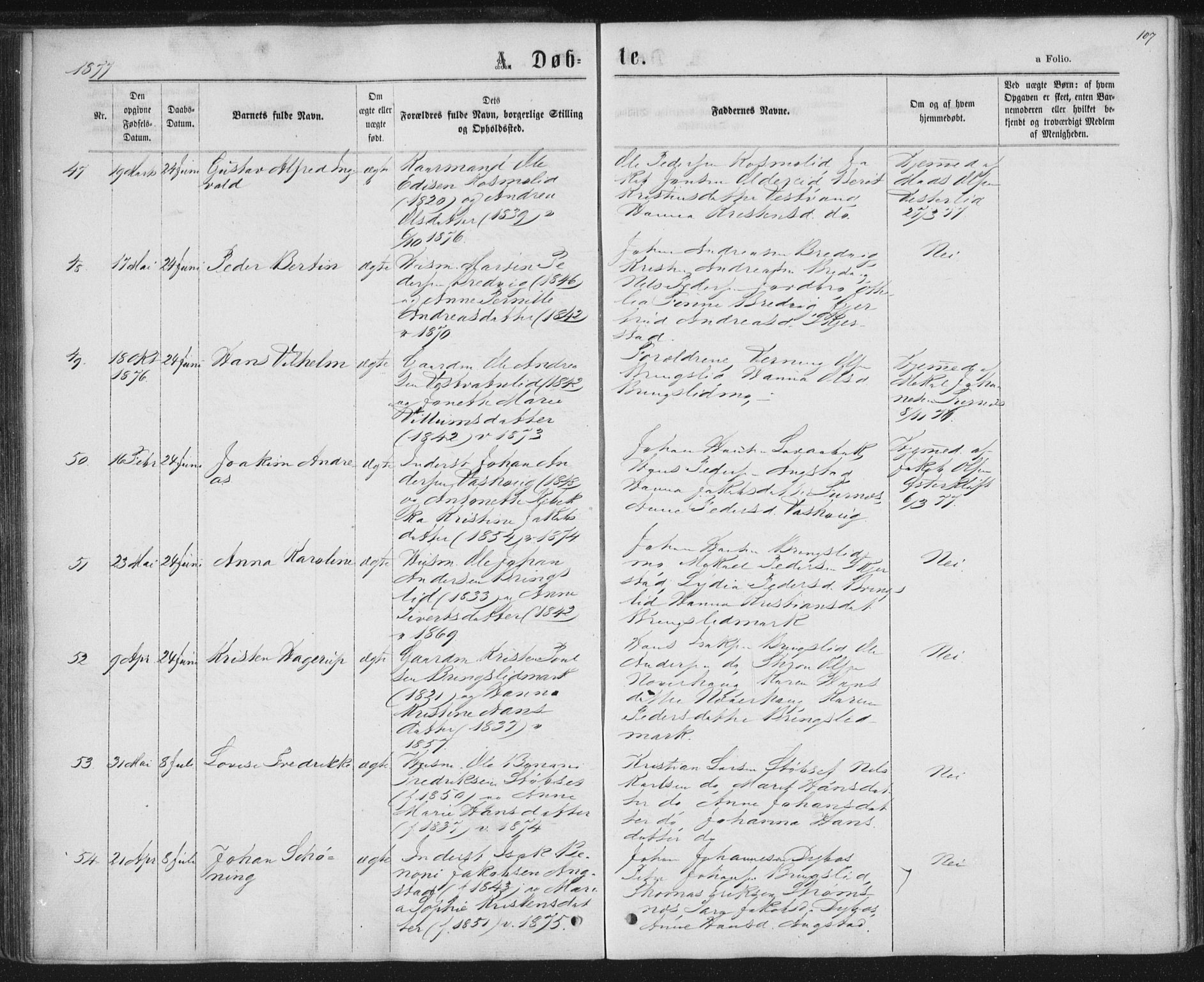 Ministerialprotokoller, klokkerbøker og fødselsregistre - Nordland, AV/SAT-A-1459/852/L0739: Parish register (official) no. 852A09, 1866-1877, p. 107