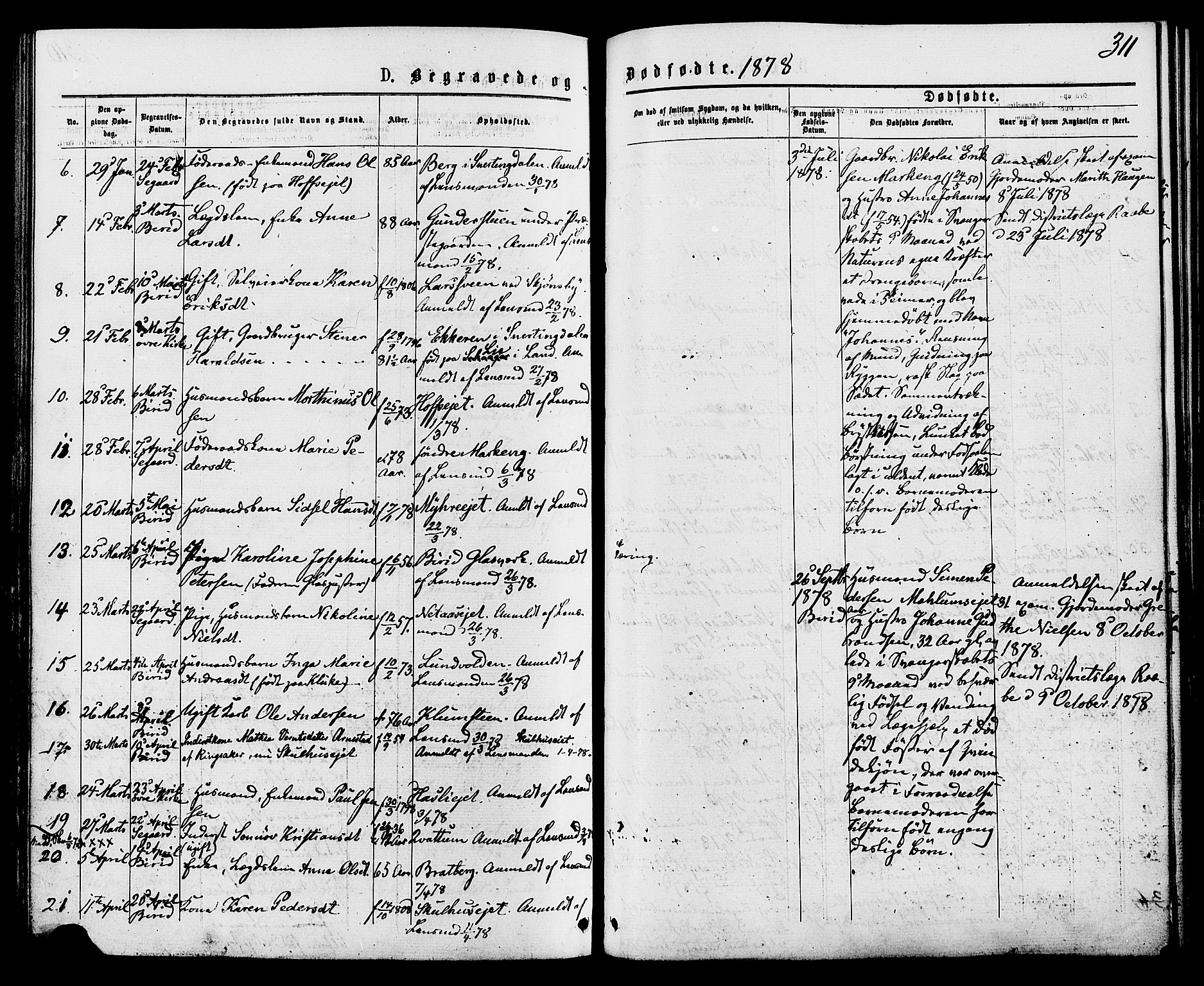 Biri prestekontor, SAH/PREST-096/H/Ha/Haa/L0006: Parish register (official) no. 6, 1877-1886, p. 311