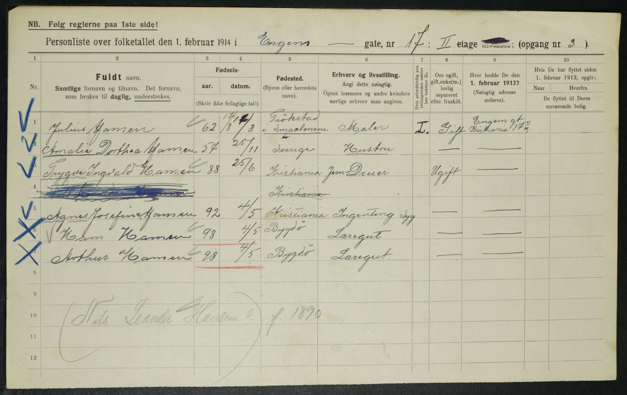 OBA, Municipal Census 1914 for Kristiania, 1914, p. 22090