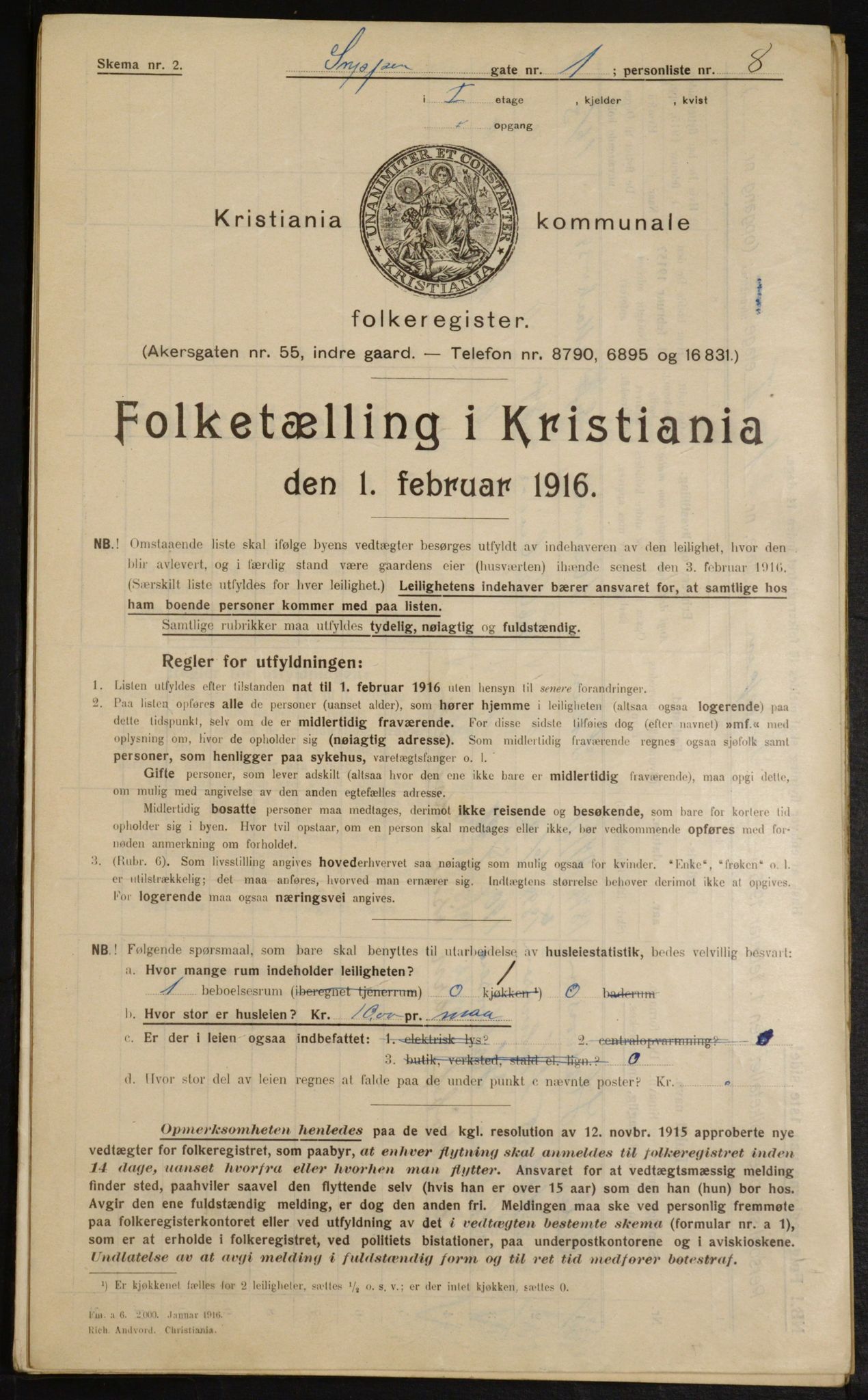 OBA, Municipal Census 1916 for Kristiania, 1916, p. 100440