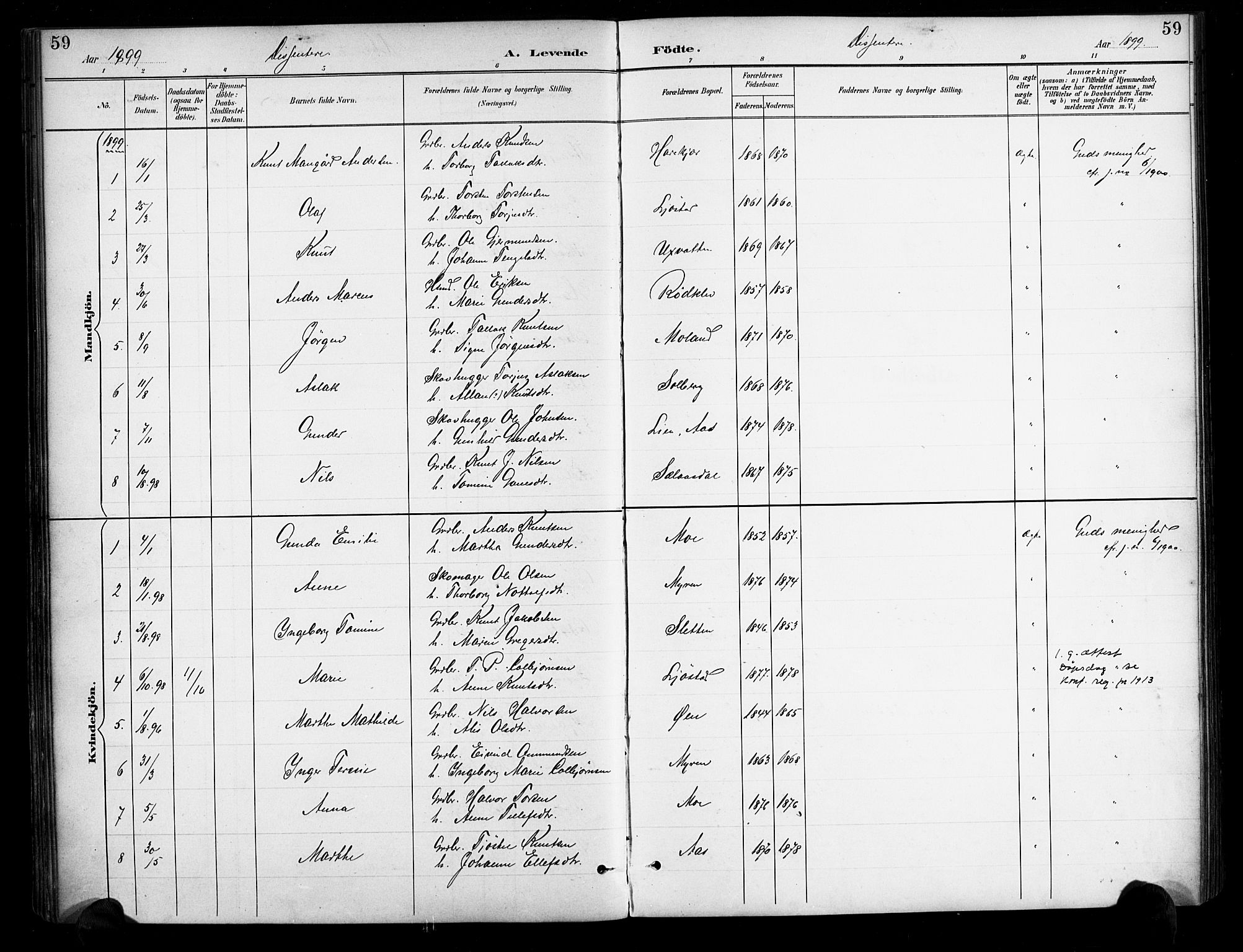 Gjerstad sokneprestkontor, AV/SAK-1111-0014/F/Fa/Fab/L0005: Parish register (official) no. A 5, 1891-1908, p. 59