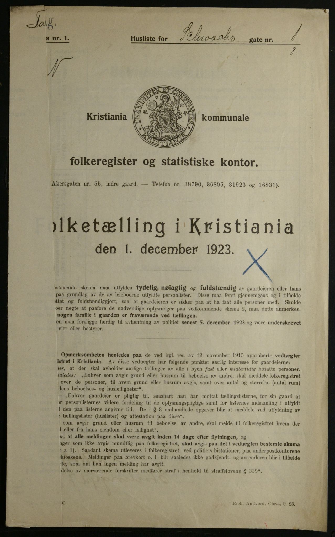 OBA, Municipal Census 1923 for Kristiania, 1923, p. 100677