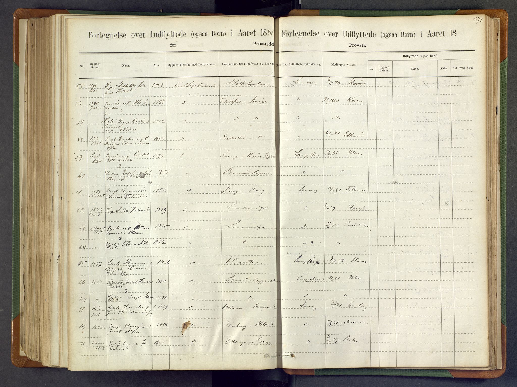 Larvik kirkebøker, SAKO/A-352/F/Fa/L0007: Parish register (official) no. I 7, 1871-1883, p. 373